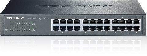 TP-Link TL-SG1024D 24 Port Gigabit Netzwerk Switch (Rackmount, 48Gbit/s Switching-Kapazität, 24*RJ-45 Ports, Metallgehäuse, IGMP-Snooping, unmanaged, Plug-und-Play) schwarz