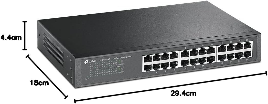 TP-Link TL-SG1024D 24 Port Gigabit Netzwerk Switch (Rackmount, 48Gbit/s Switching-Kapazität, 24*RJ-45 Ports, Metallgehäuse, IGMP-Snooping, unmanaged, Plug-und-Play) schwarz - Image 2