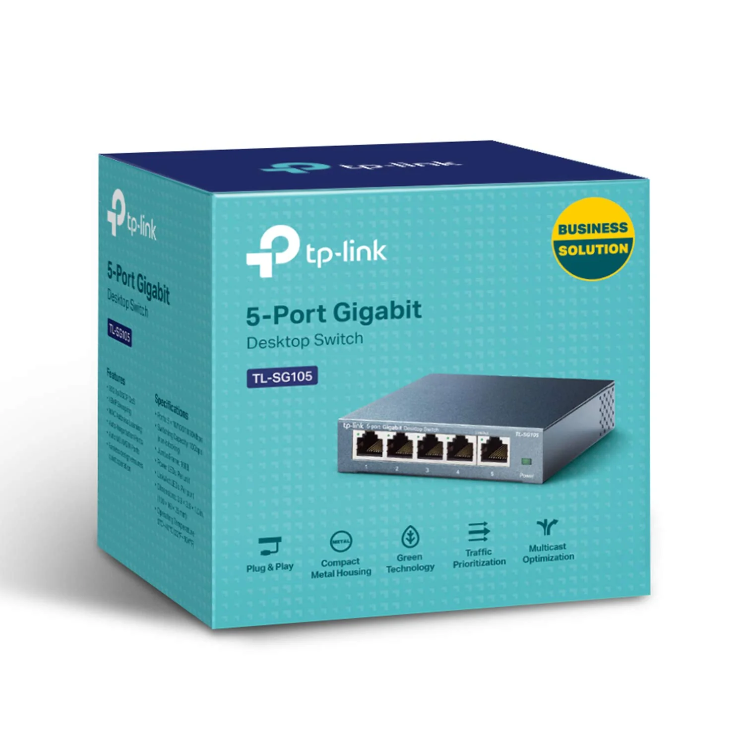 TP-Link TL-SG105 5-Ports Gigabit Netzwerk Switch (bis 2000 MBit/s im Vollduplexmodus, geschirmte RJ-45 Ports, Metallgehäuse, optimiert Datenverkehr, IGMP-Snooping, unmanaged, lüfterlos) blau metallic - Image 5