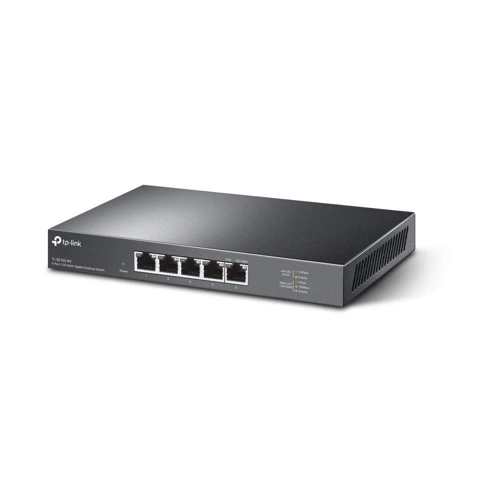 TP-Link TL-SG105-M2 5× 2.5-Gigabit ports Ethernet LAN Switch(Plug-and-Play,Metallgehäuse, QoS, IGMP-Snooping, Ideal für 2.5G NAS, Server, Gaming-Computer, WiFi 6 AP, 4K-Video)schwarz