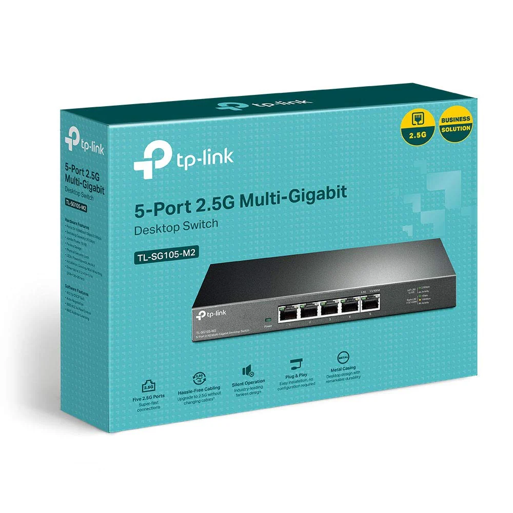 TP-Link TL-SG105-M2 5× 2.5-Gigabit ports Ethernet LAN Switch(Plug-and-Play,Metallgehäuse, QoS, IGMP-Snooping, Ideal für 2.5G NAS, Server, Gaming-Computer, WiFi 6 AP, 4K-Video)schwarz - Image 2