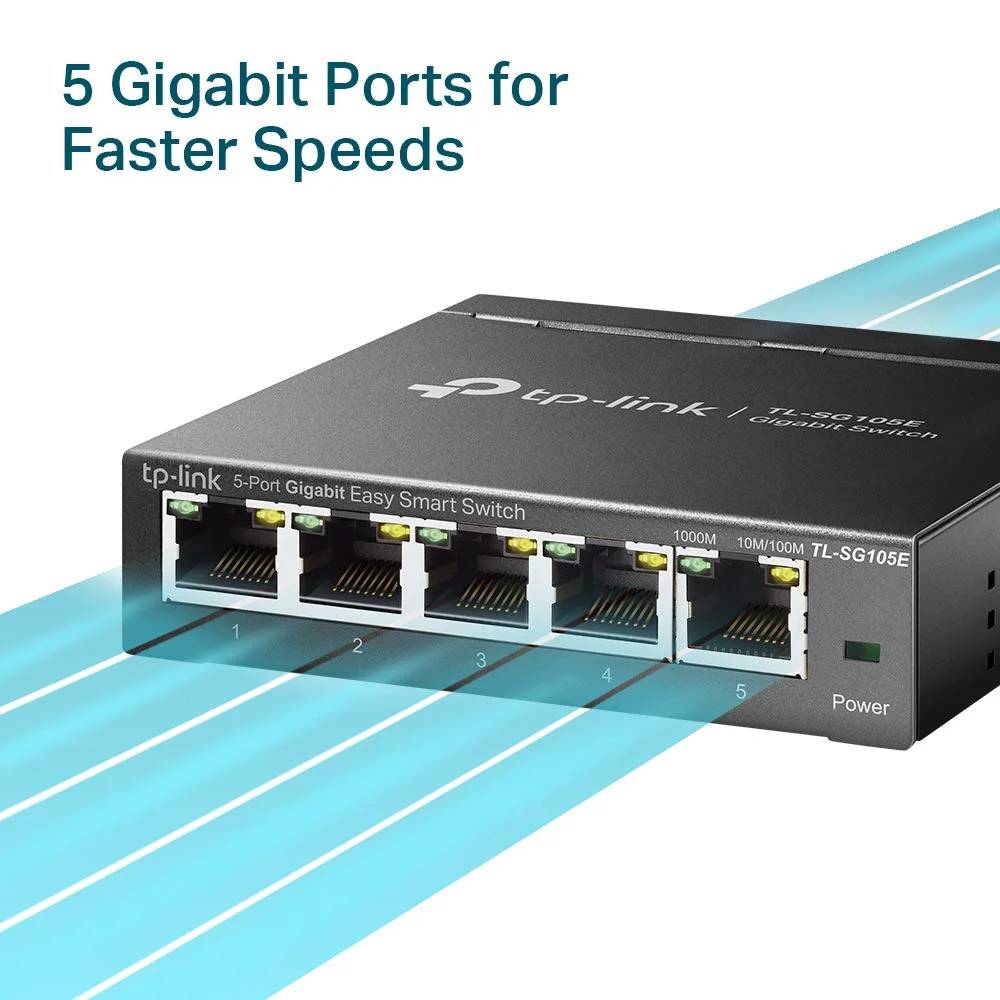 TP-Link TL-SG105E 5-Ports Gigabit Easy Smart Managed Netzwerk Switch(Plug-and-Play,Metallgehäuse, QoS, IGMP-Snooping,LAN Verteiler, zentrales Management, energieeffizient)schwarz metallic - Image 4