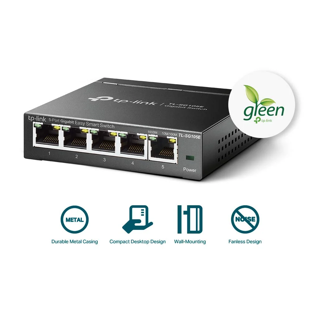 TP-Link TL-SG105E 5-Ports Gigabit Easy Smart Managed Netzwerk Switch(Plug-and-Play,Metallgehäuse, QoS, IGMP-Snooping,LAN Verteiler, zentrales Management, energieeffizient)schwarz metallic - Image 7