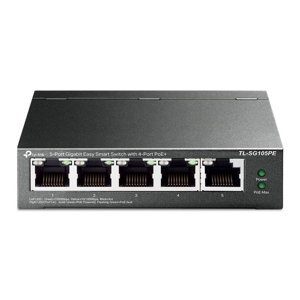 TP-Link TL-SG105PE 5-Port Gigabit Managed LAN PoE Switch mit 4 PoE+ Ports (65 Watt, IEEE-802.3af/at, einfache Konfiguration, IGMP, QoS, VLAN, lüfterlos, robustes Metallgehäuse) Schwarz - Image 8
