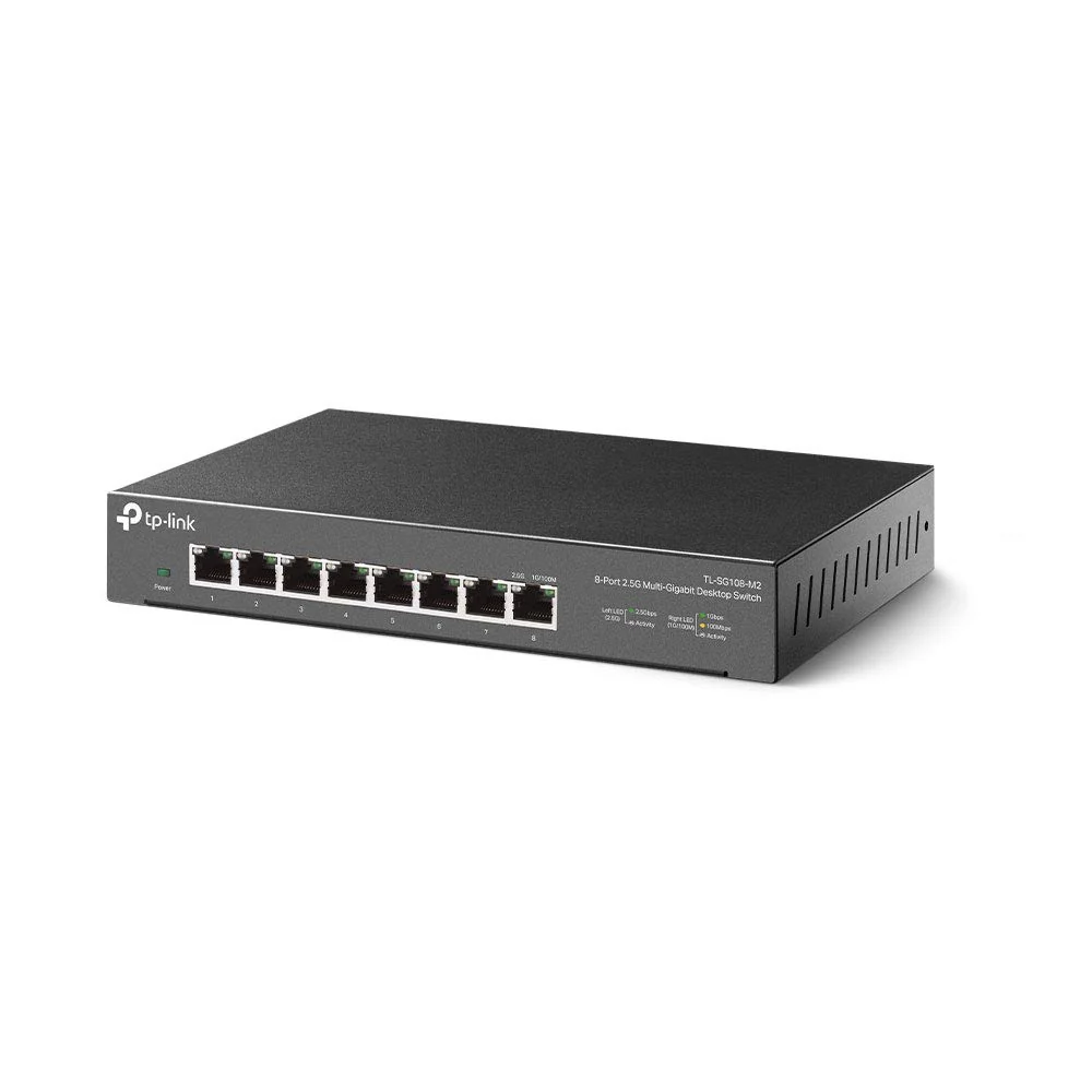TP-Link TL-SG108-M2 8× 2.5-Gigabit ports Ethernet LAN Switch(Plug-and-Play,Metallgehäuse, QoS, IGMP-Snooping, Ideal für 2.5G NAS, Server, Gaming-Computer, WiFi 6 AP, 4K-Video)schwarz