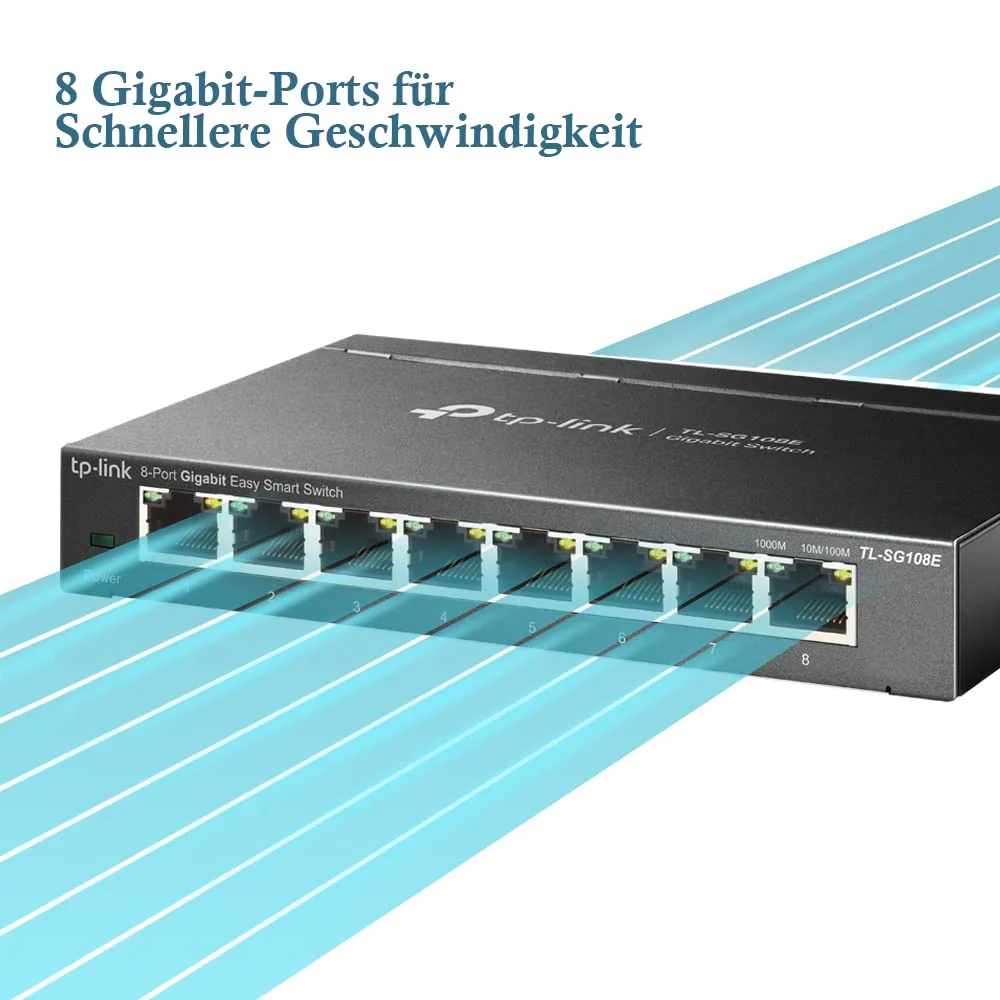TP-Link TL-SG108E Managed Switch 8 Port Gigabit Ethernet LAN Switch(Plug-and-Play Netzwerk Switch,Metallgehäuse, QoS, IGMP-Snooping,LAN Verteiler, zentrales Management, energieeffizient)schwarz - Image 5