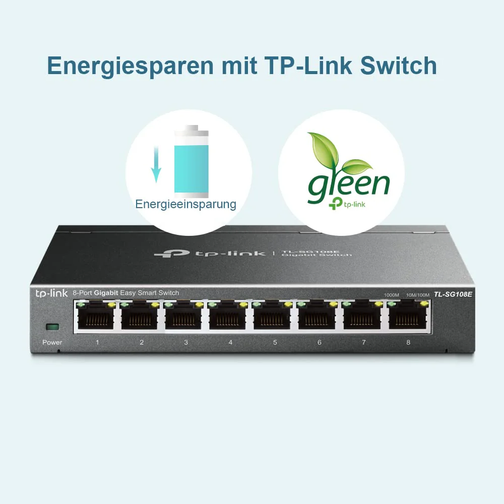 TP-Link TL-SG108E Managed Switch 8 Port Gigabit Ethernet LAN Switch(Plug-and-Play Netzwerk Switch,Metallgehäuse, QoS, IGMP-Snooping,LAN Verteiler, zentrales Management, energieeffizient)schwarz - Image 7