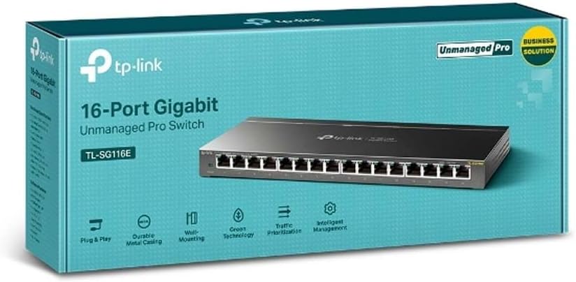 TP-Link TL-SG116E 16-Ports Gigabit Easy Smart Managed Netzwerk Switch(Gigabit-RJ45-Ports, Metallgehäuse, optimiert Datenverkehr, IGMP-Snooping, zentrales Management, energieeffizient)schwarz metallic - Image 5