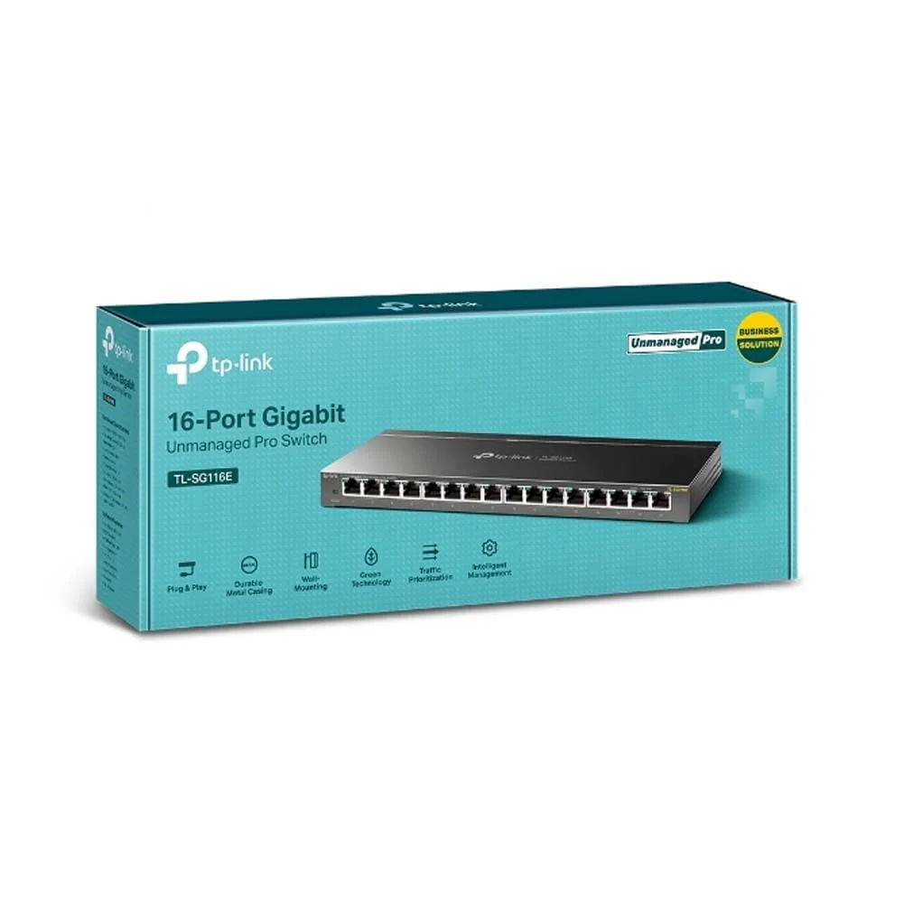 TP-Link TL-SG116E 16-Ports Gigabit Easy Smart Managed Netzwerk Switch(Gigabit-RJ45-Ports, Metallgehäuse, optimiert Datenverkehr, IGMP-Snooping, zentrales Management, energieeffizient)schwarz metallic - Image 6