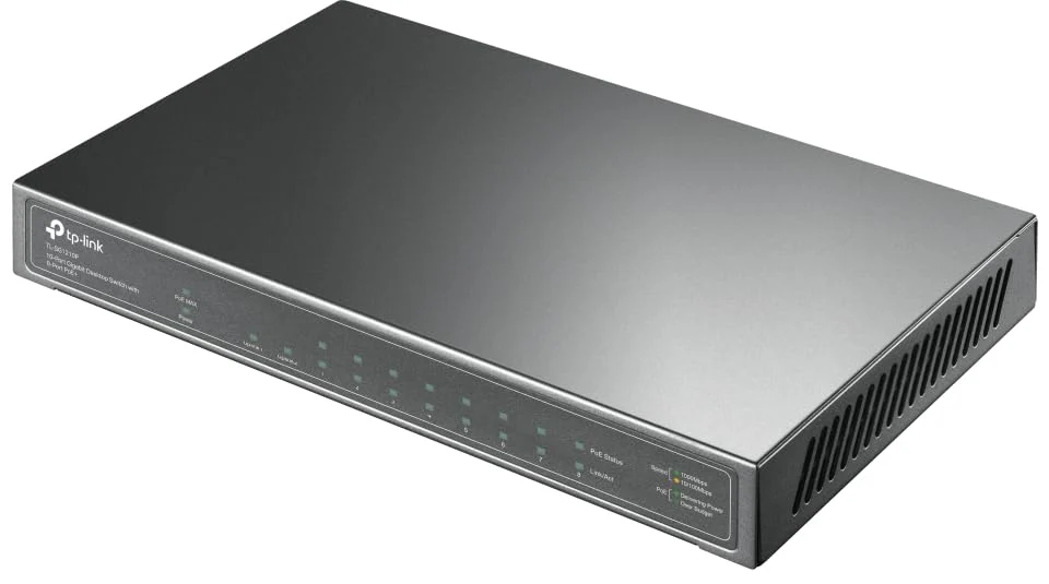 TP-Link TL-SG1210P 10 Port Gigabit PoE LAN Switch (8 Gigabit PoE+ Ports, 1 Gigabit SFP Port, 63 W, IEEE-802.3af/at, Plug-and-Play Installation, QoS, IGMP,lüfterlos) Schwarz - Image 6