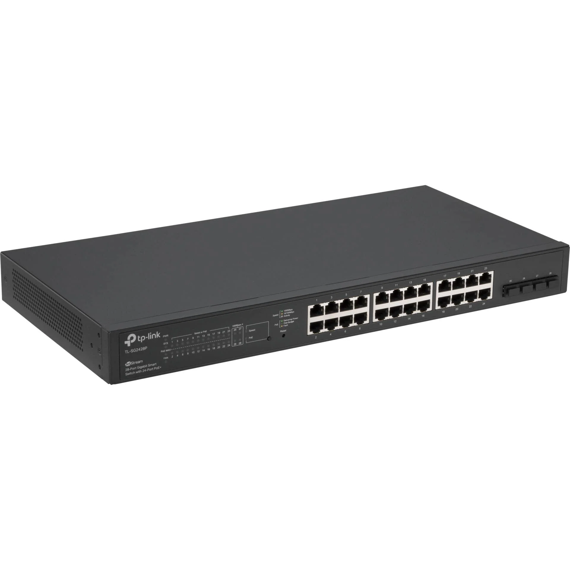 TP-Link TL-SG2428P 24-Port Gigabit Managed PoE Switch mit 4 SFP-Slots (250 Watt, Zentrales Cloud-Management, In Omada-SDN integriert, IPv6, Sicheres Netzwerk) Schwarz,Geschäfts-Netzwerk - Image 3