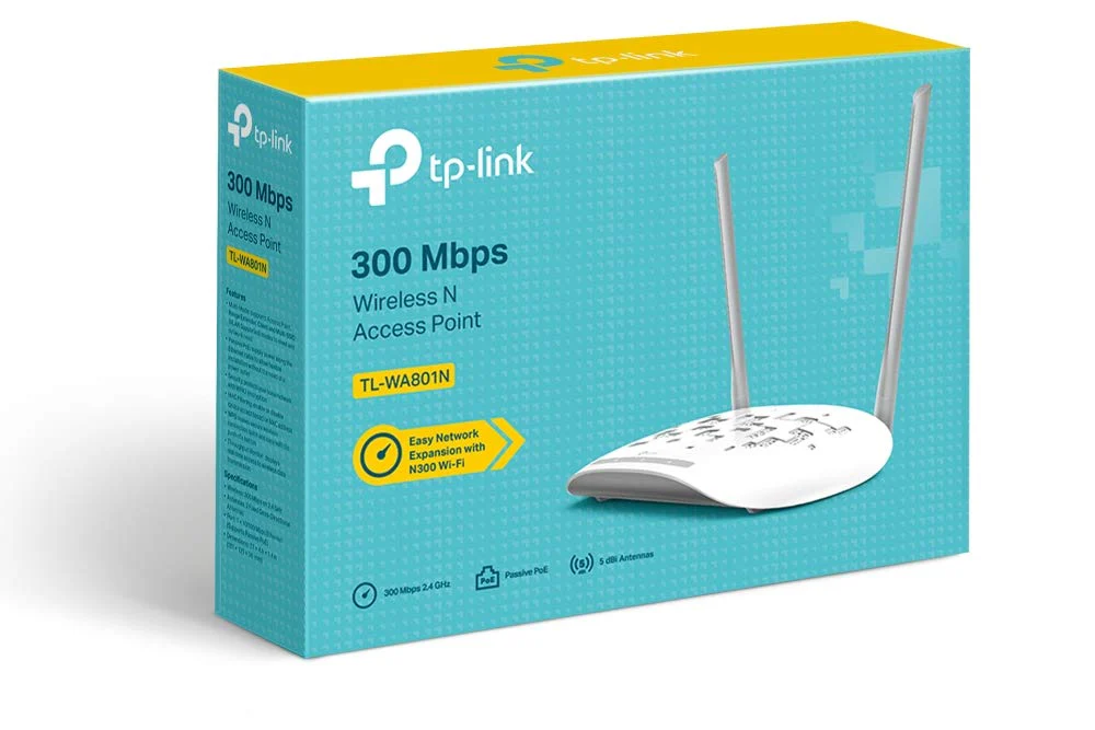 TP-Link TL-WA801N WLAN Access Point 300Mbit/s on 2.4GHz (Client, Bridget, Universal/WDFS Repeater),1X10/100 Mbps Ethernet, WPS, zwei fixierte Antennen) weiß