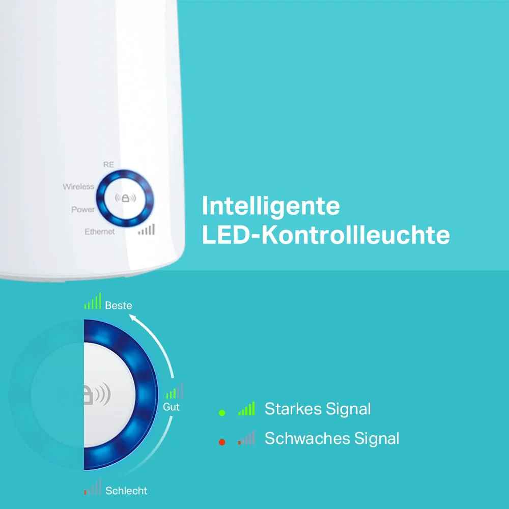 TP-Link TL-WA850RE WLAN Verstärker Repeater(300 Mbit/s, App Steuerung, Ethernet-Port, WPS, AP Modus, LED abschaltbar, kompatibel zu allen WLAN Geräten) weiß - Image 2