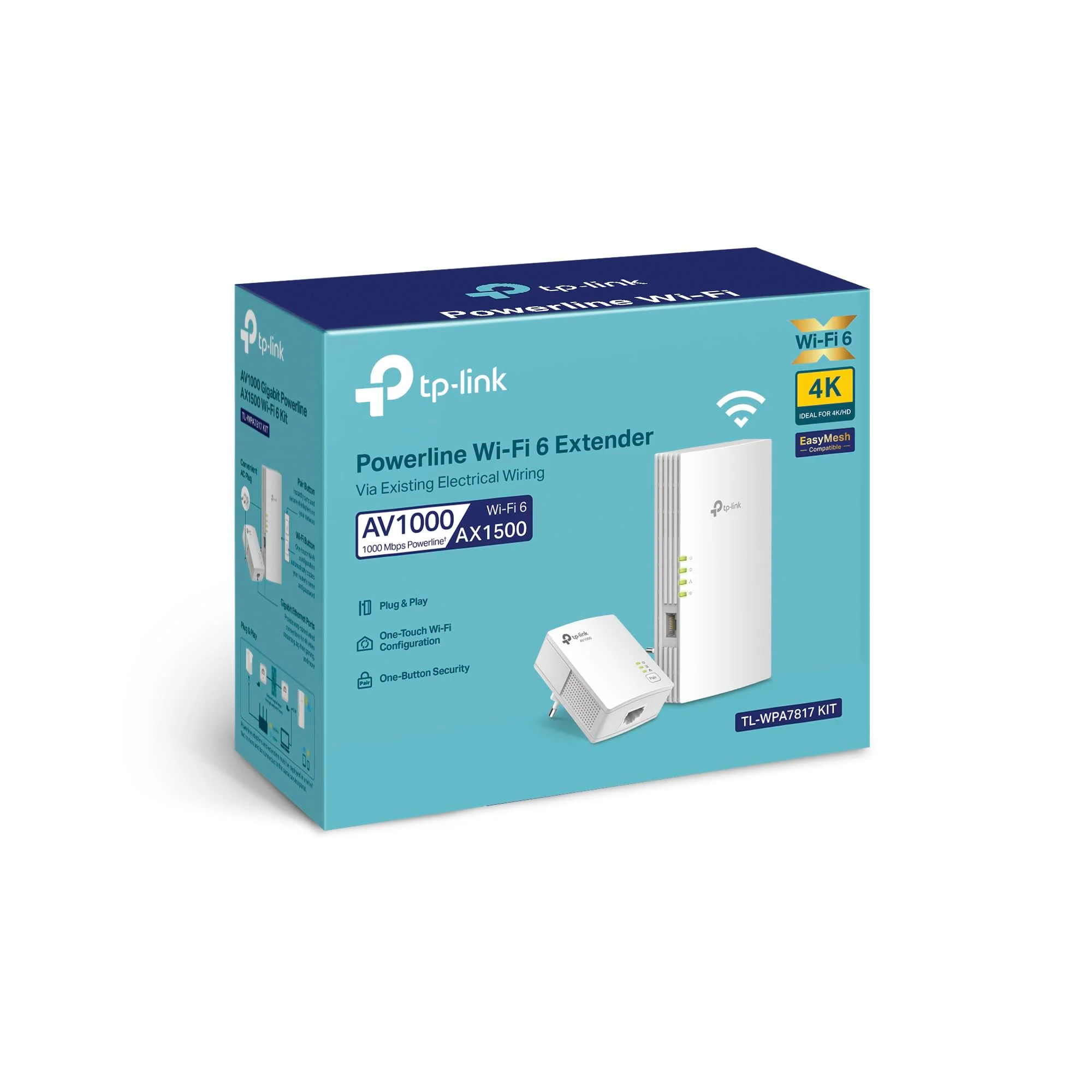 TP-Link TL-WPA7817 KIT Powerline Adapter WLAN, AV1000, WiFi 6 AX1500 Dualband, Gigabit Ethernet, Plug & Play, Kompatibel mit Allen HomePlug AV/AV2 Powerline Adaptern - Image 2