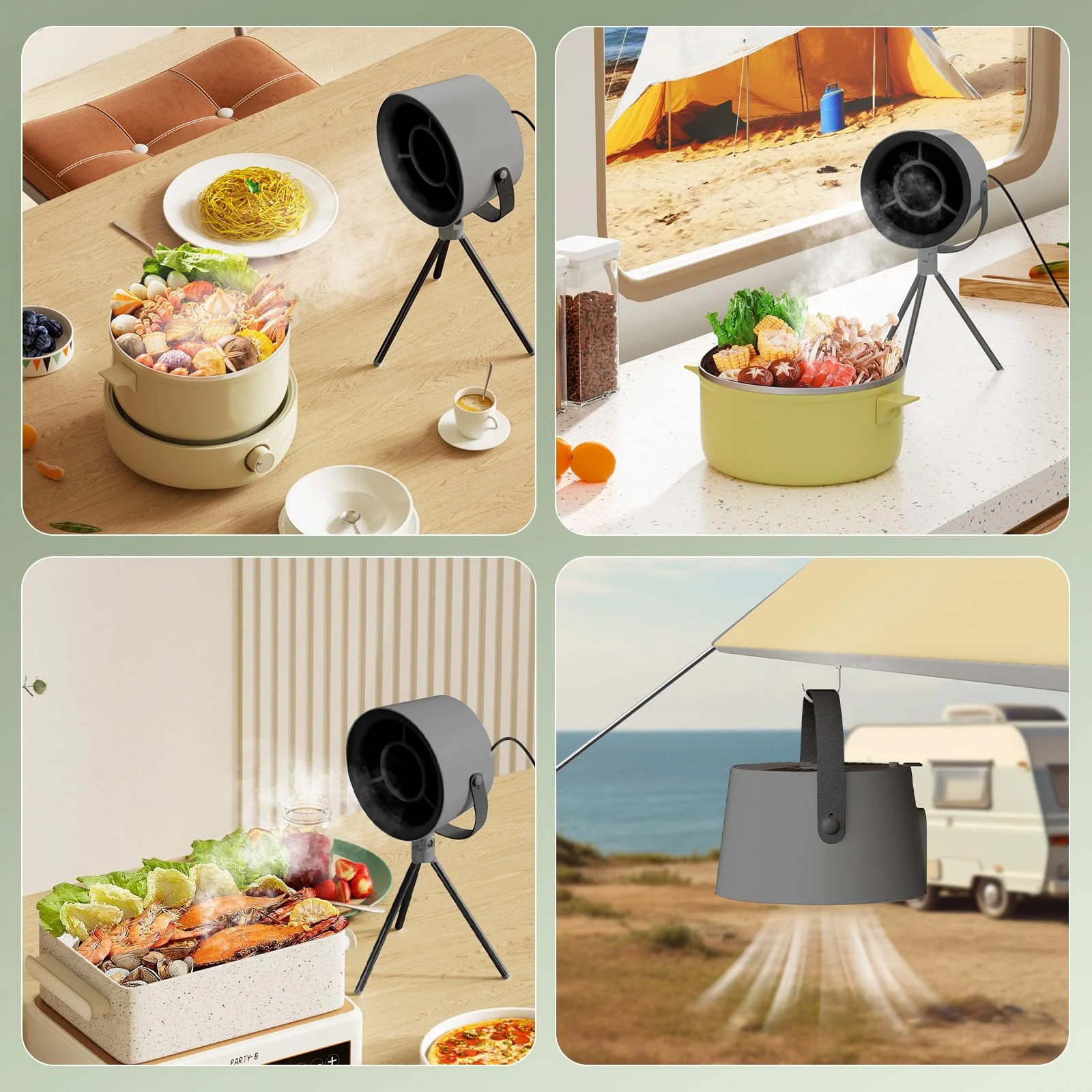 Tragbare Abzugshaube, Dunstabzugshaube mit austauschbarem Filter, Desktop-Abzugshaube mit 3-Gang-Abluftventilator, Küchenentlüftung für BBQ, Kochen, Hot Pot (Schwarz E) - Image 6