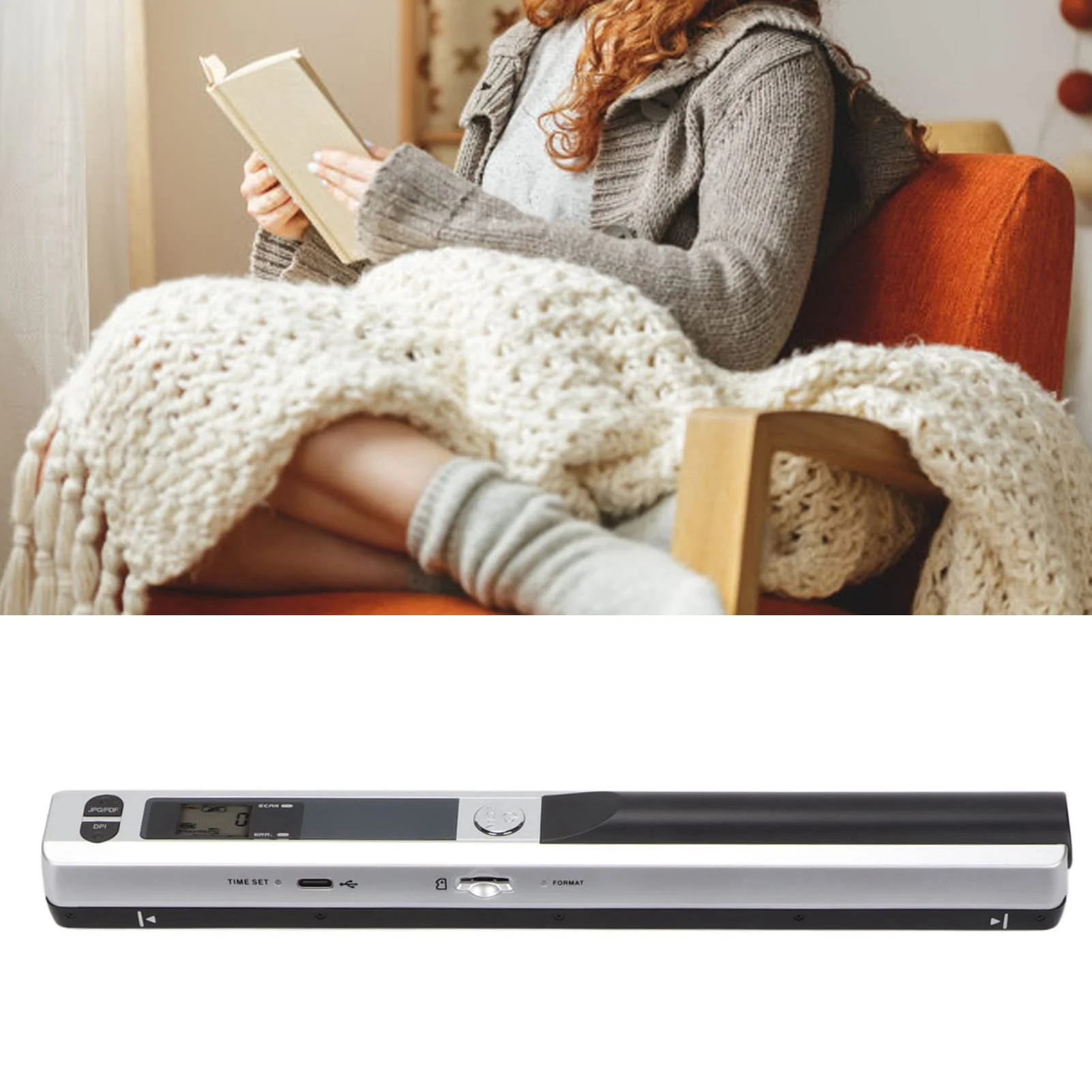 Tragbarer Handscanner 300 600 900DPI Speicherkartenspeicher A4 Handscanner für Dokumente Fotos Zeitschriften Silber Schwarz,Scanner & Zubehör Dokumentenscanner (Silber schwarz) - Image 3