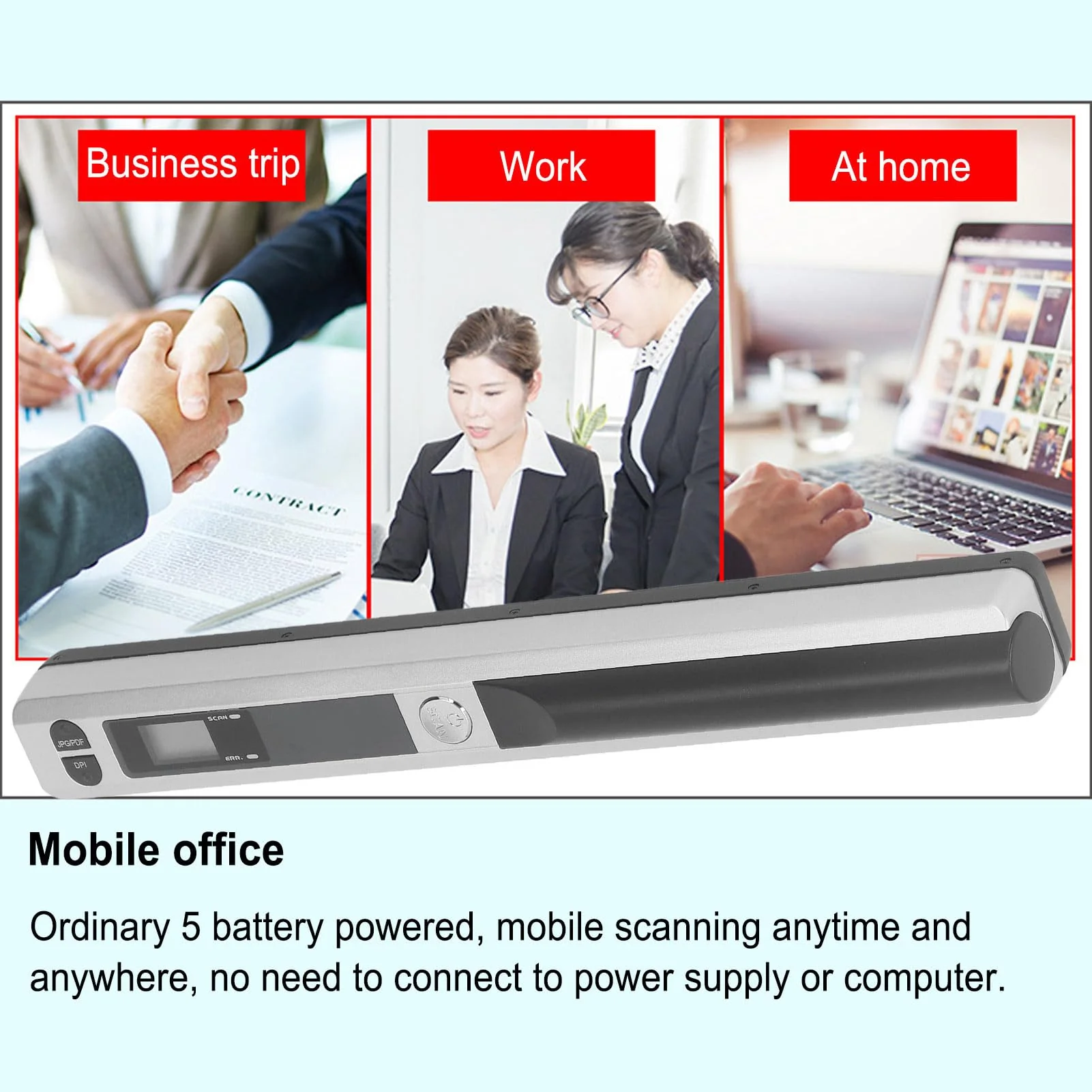 Tragbarer Scanner, Kabelloser Mobiler Dokumentenscanner, Handfotoscanner mit USB-Kabel, Visitenkarten- und Quittungsscanner für PC, Fotos, A4, Dokumente, Bilder, Bücher (Silver) - Image 8