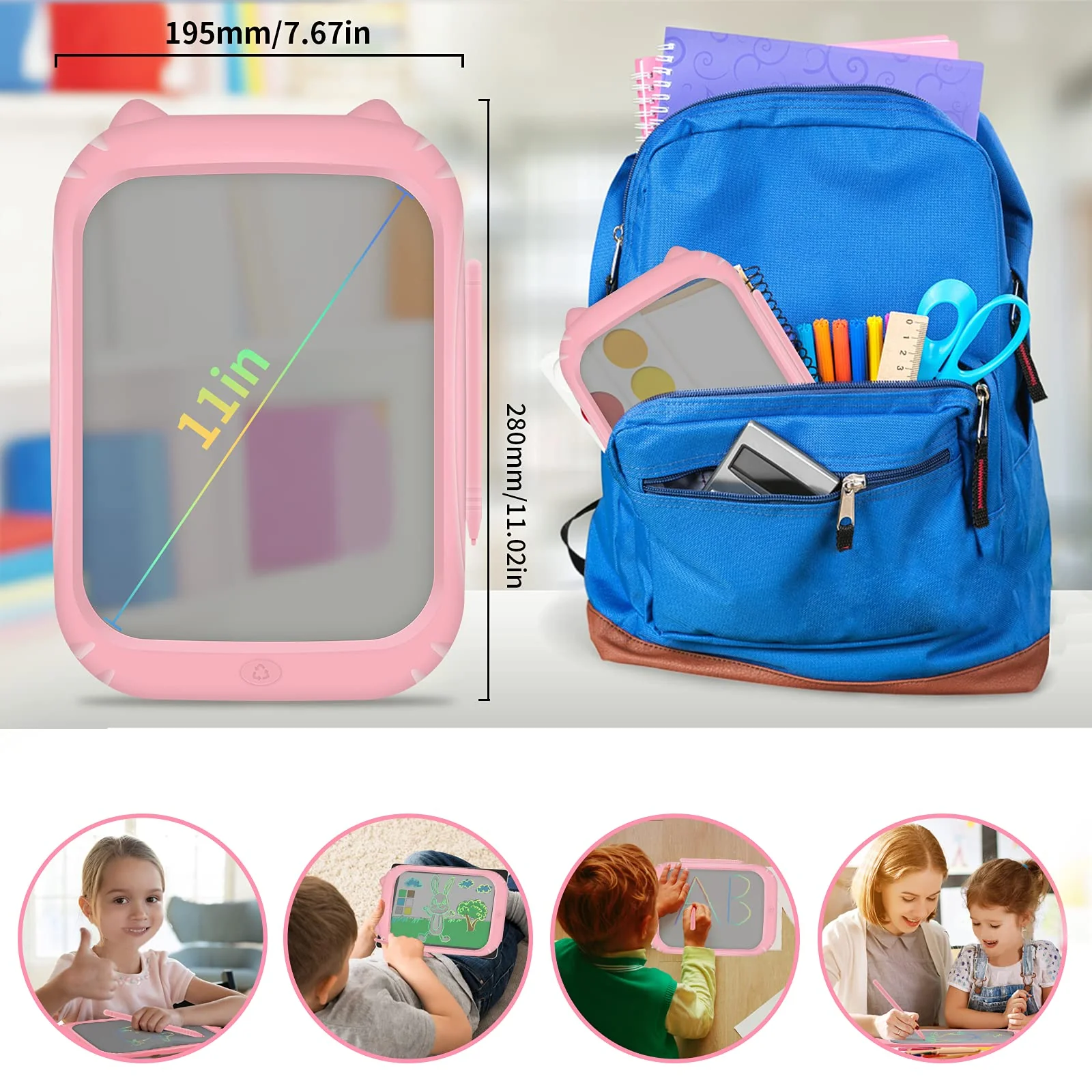 Transparentes LCD Schreibtablett 11 Zoll,Schreibtafel Kinder mit Trace-Funktionen, hellere Bunte Linien des Mal Tablet, Perfekt für Kinder zum Nachzeichnen, Lernen und Kritzeleien (Rosa). - Image 5
