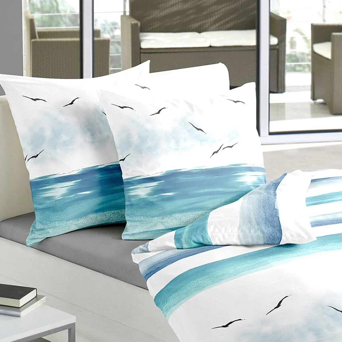 Traumschlaf Biber Bettwäsche flauschig-weich-kuschelig im Maritimen Look mit Reißverschluss 135x200 cm + 80x80 cm - Image 8