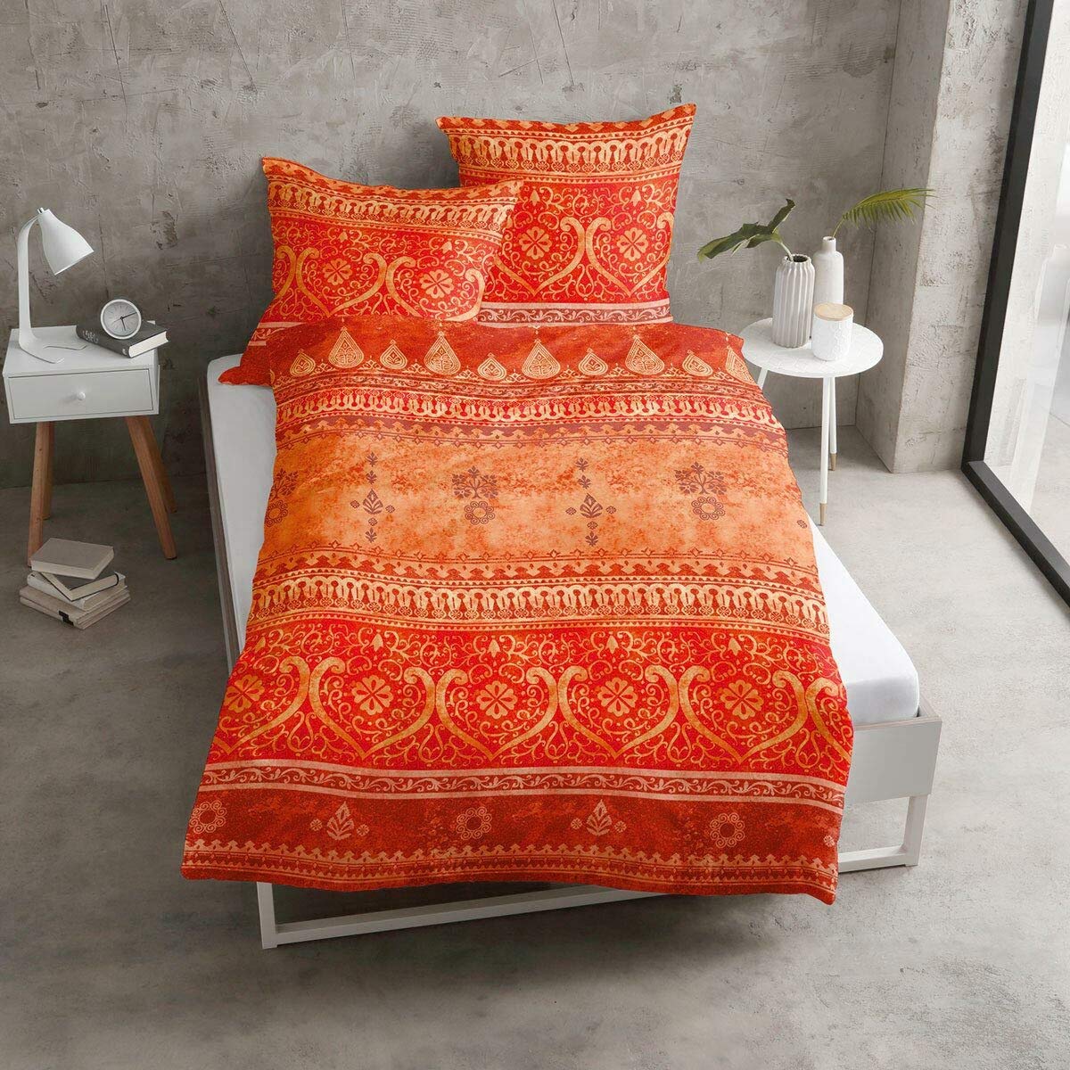 Traumschlaf Reine Baumwolle, Satin - Bordürendruck absolut hip modernes Landhaus orientalischer Flair Ornamente Terra orange 135x200 cm + 80x80 cm - Image 2