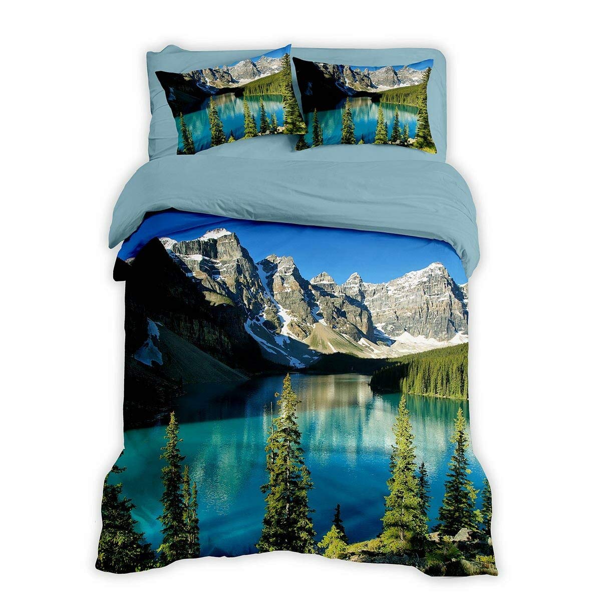 Traumschlaf Renforcé Bergsee Bettwäsche Set • mega Mountain Design • 100% Baumwolle mit Reißverschluss 135x200 cm + 80x80 cm - Image 3