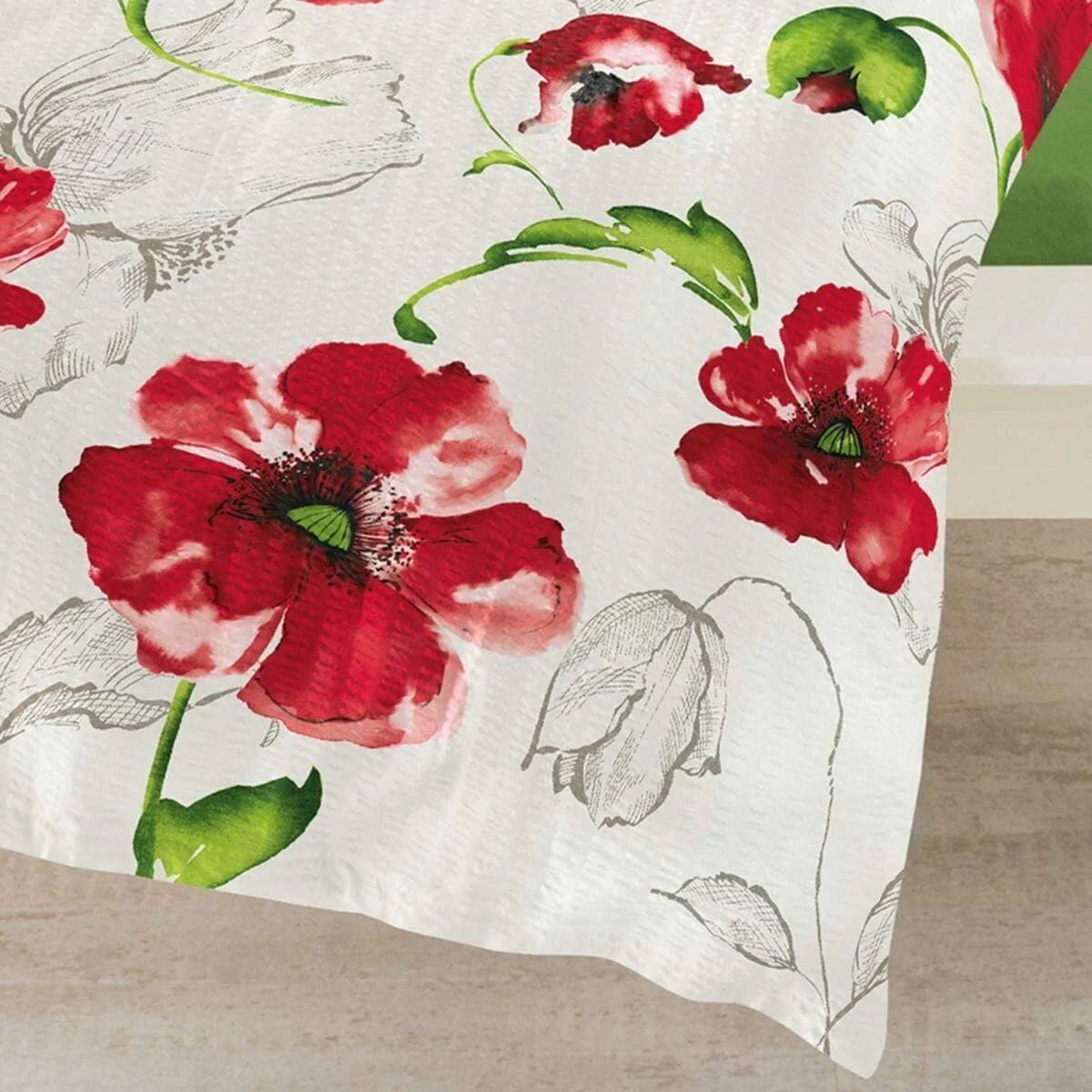 Traumschlaf Seersucker Bettwäsche Mohnblume 1 Bettbezug 155 x 220 cm + 1 Kissenbezug 80 x 80 cm - Image 4
