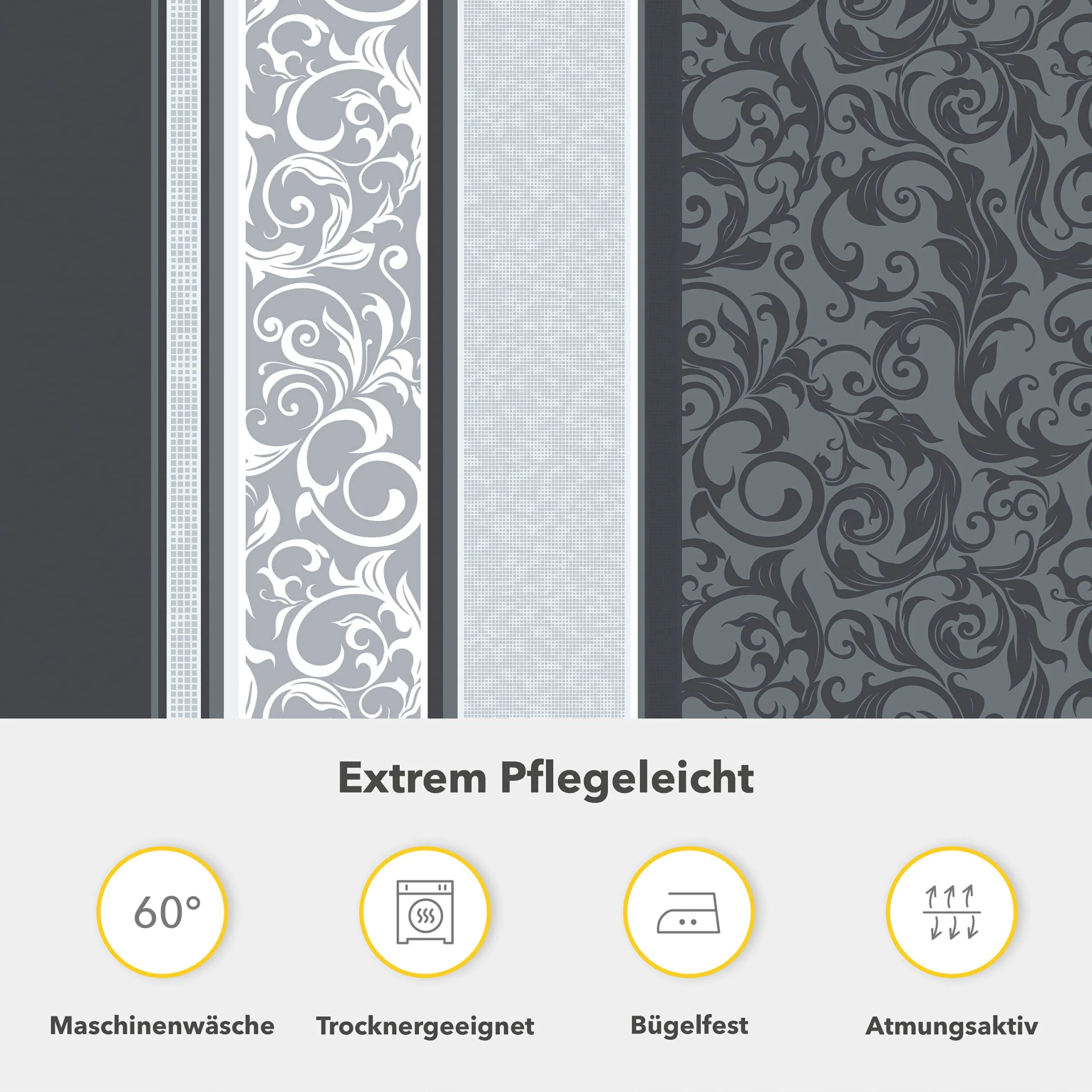 Träumschön Bettwäsche 135x200 Biber Grau Silber, Warme Bettwäsche Grau Biber mit silbernen Paisley Design