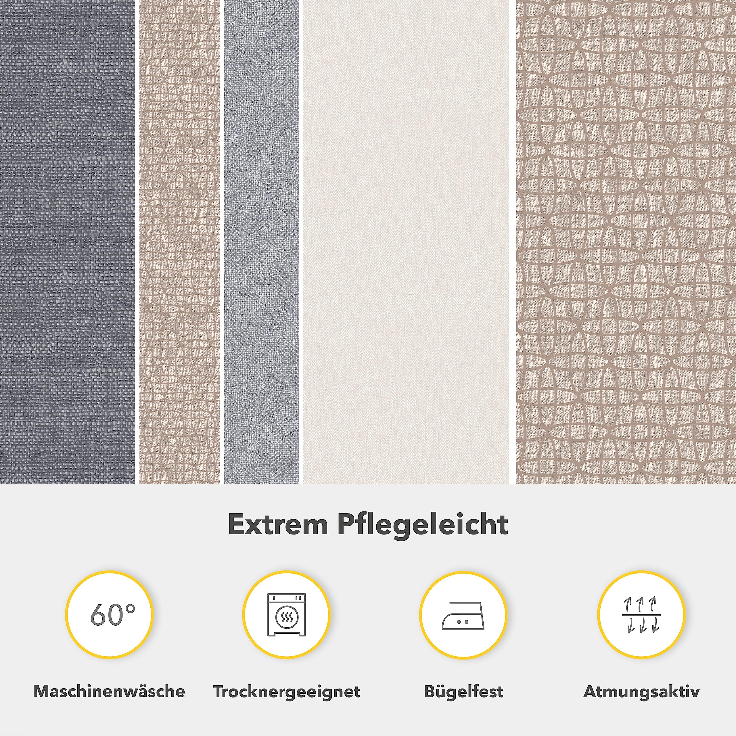 Träumschön Biber Bettwäsche 135x200 Baumwolle Beige Grau Muster - 100% Baumwoll Bettwäsche Grau Beige Braun - Kuschelige Bettwäsche gestreift - Image 3