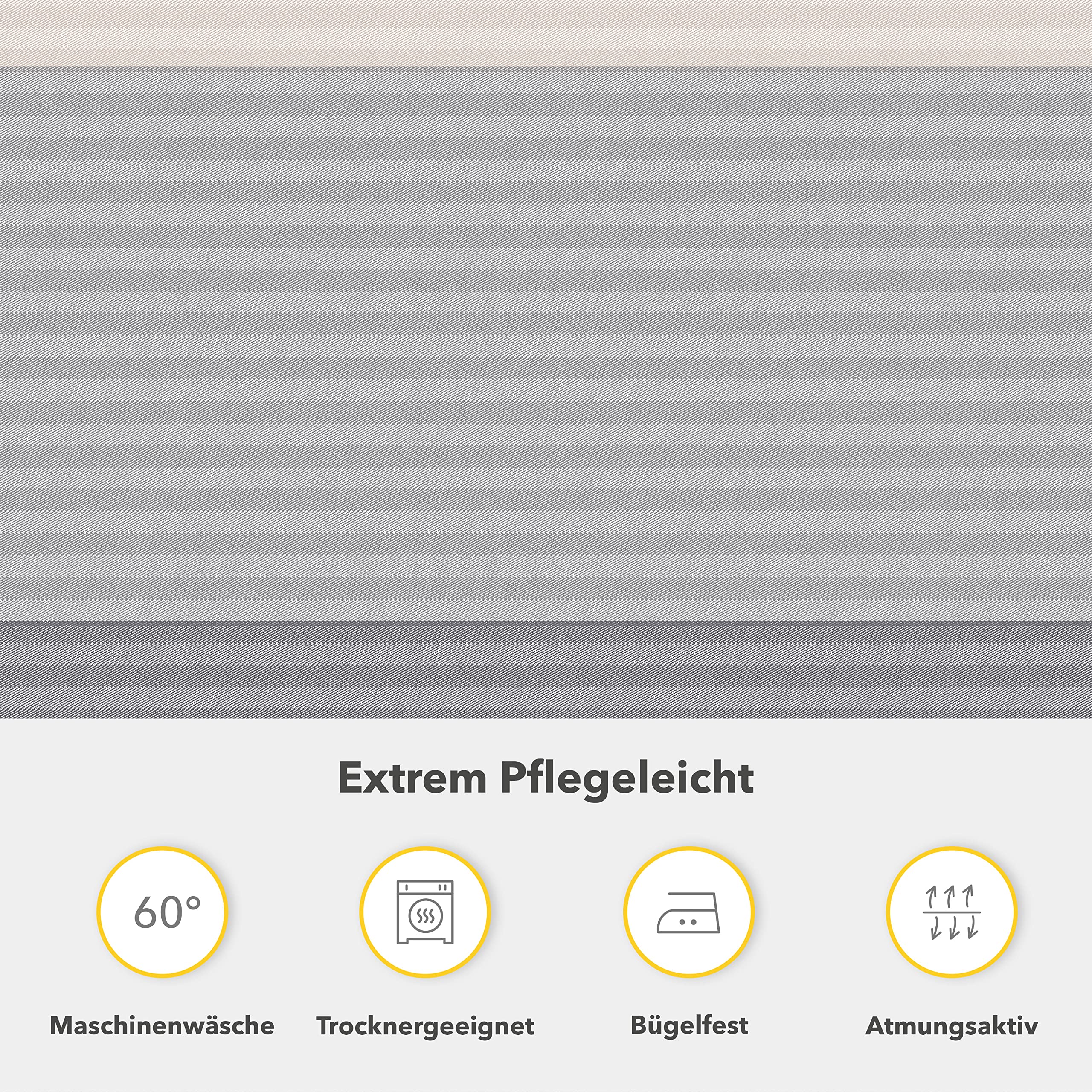Träumschön Biber Bettwäsche 135x200 cm Bettbezug Baumwolle - Bettwäsche 2teilig grau - Bettwäscheset aus 100% Baumwolle - Bettwäsche gestreift - Image 6