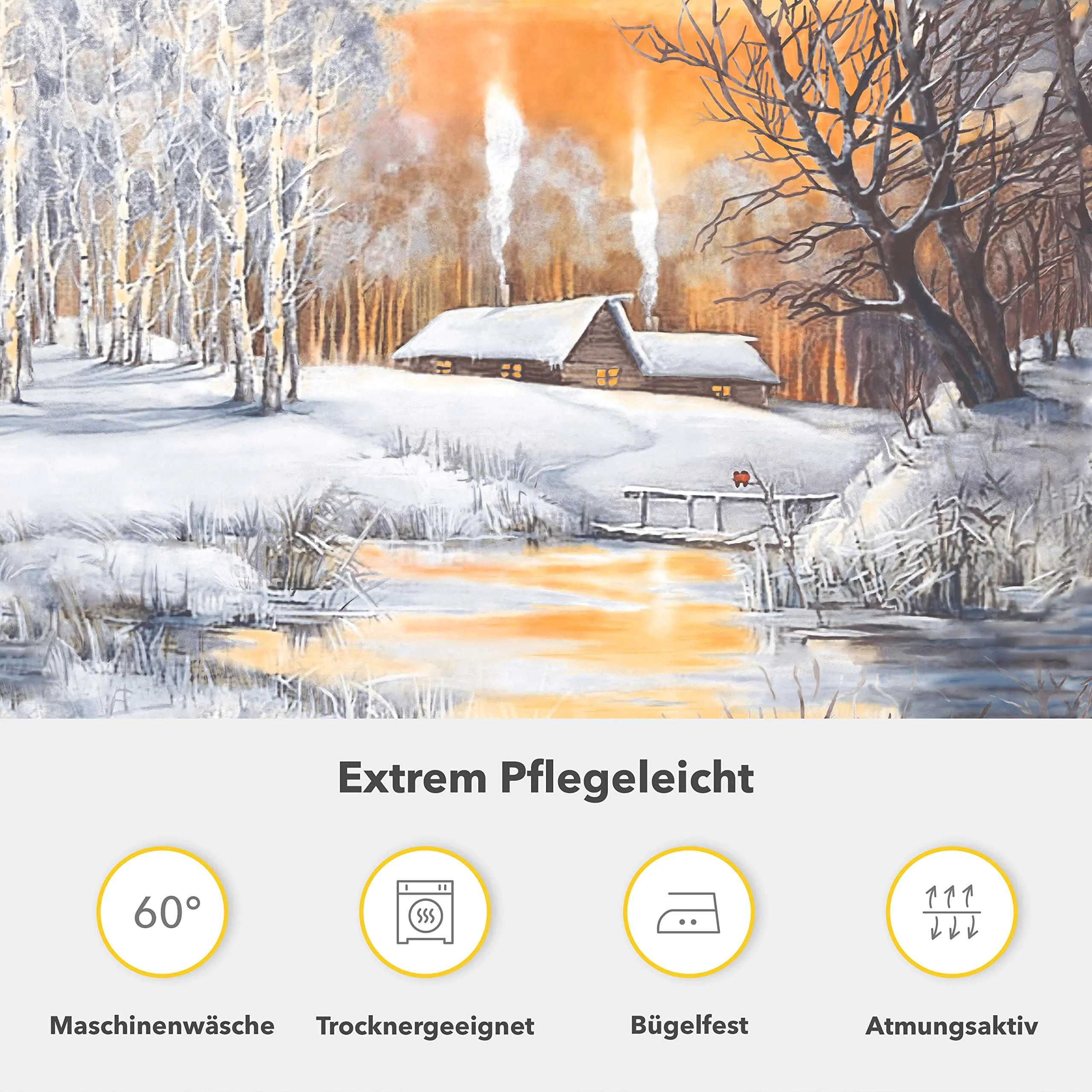 Träumschön Biber Bettwäsche 155x220 2tlg - Kuschelige Bettwäsche Schneelandschaft - Bettwäsche aus 100% Baumwolle - Winterbettwäsche - Image 2