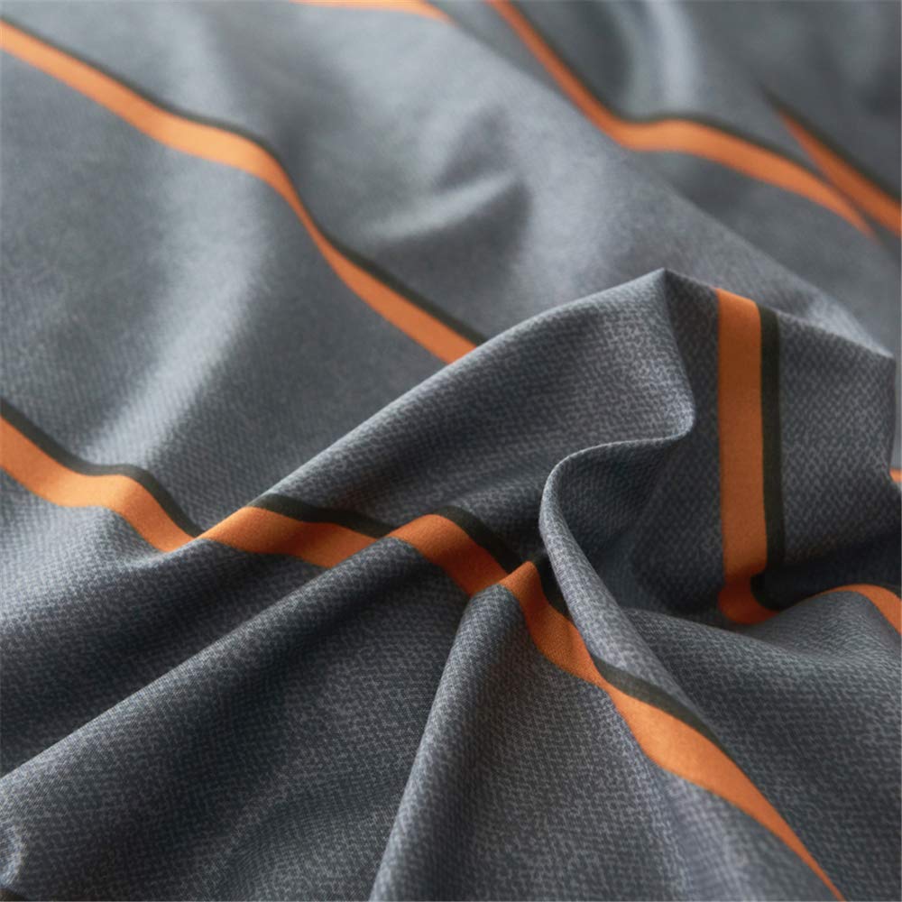 Treer Bettwäsche 180x220 cm 3 Teilig Mikrofaser, Bettwäsche-Sets mit 2 Kissenbezug 50x75 cm, Modern Streifen kariert Bettbezüge, Bettbezug für Doppelbett mit Reißverschluss, Orange/Grau - Image 7