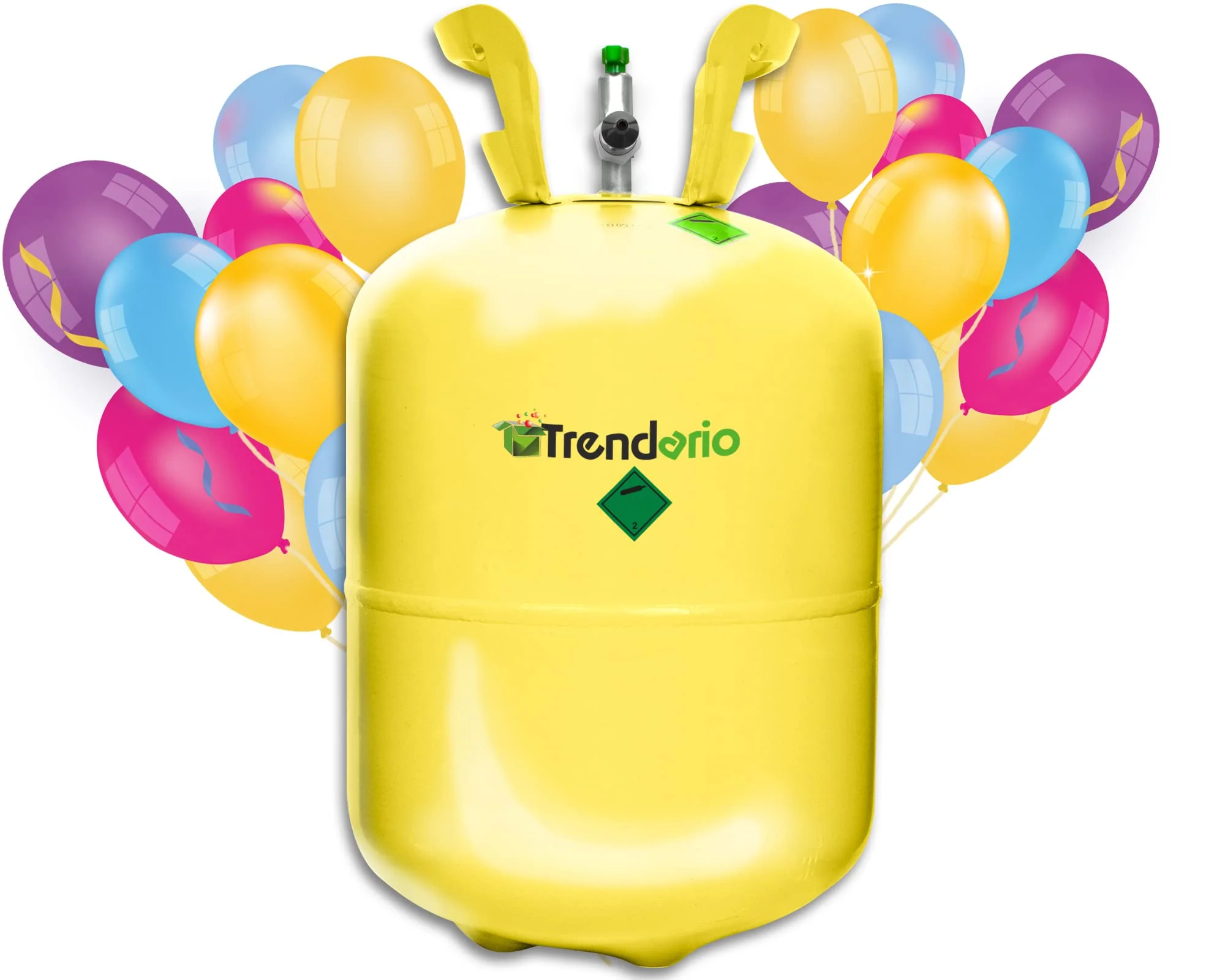 Trendario Ballongas Helium Für bis zu 50 Luftballons / XXL Einweg Heliumbehälter inkl. 50 Latexballons und Ballonband für leichtes befüllen Von Ballons