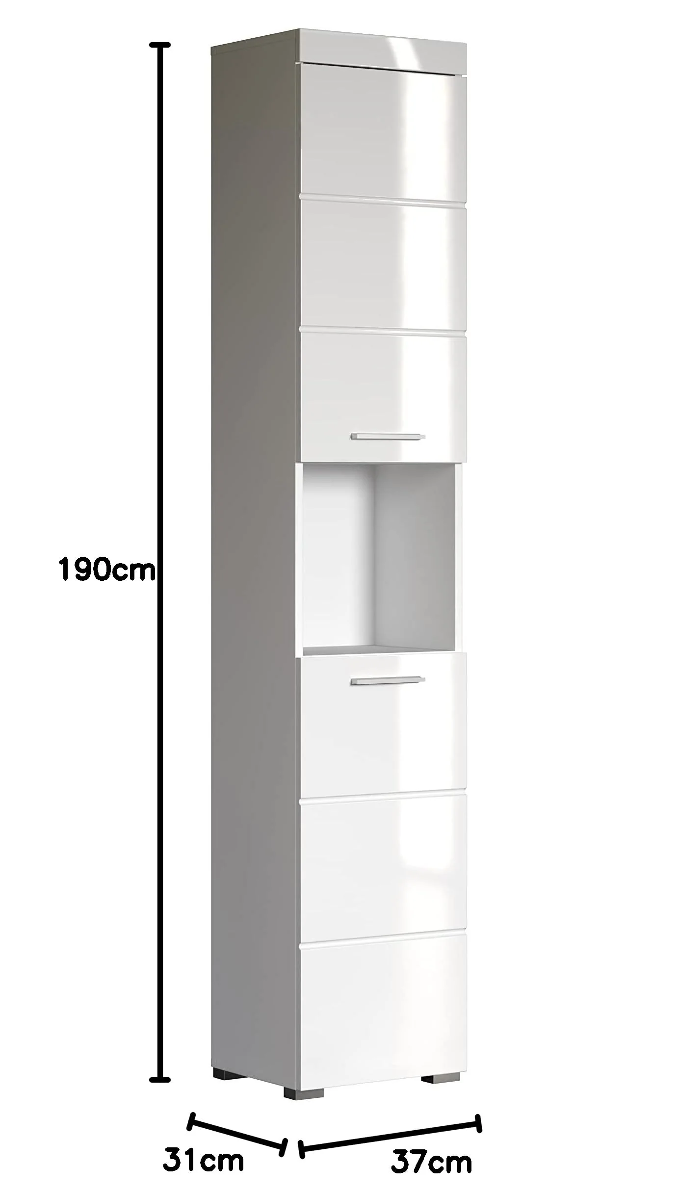 trendteam smart living - Hochschrank Badschrank - Bad - Amanda - Aufbaumaß (BxHxT) 37 x 190 x 31 cm - Farbe Weiß Hochglanz - 139310301 - Image 11
