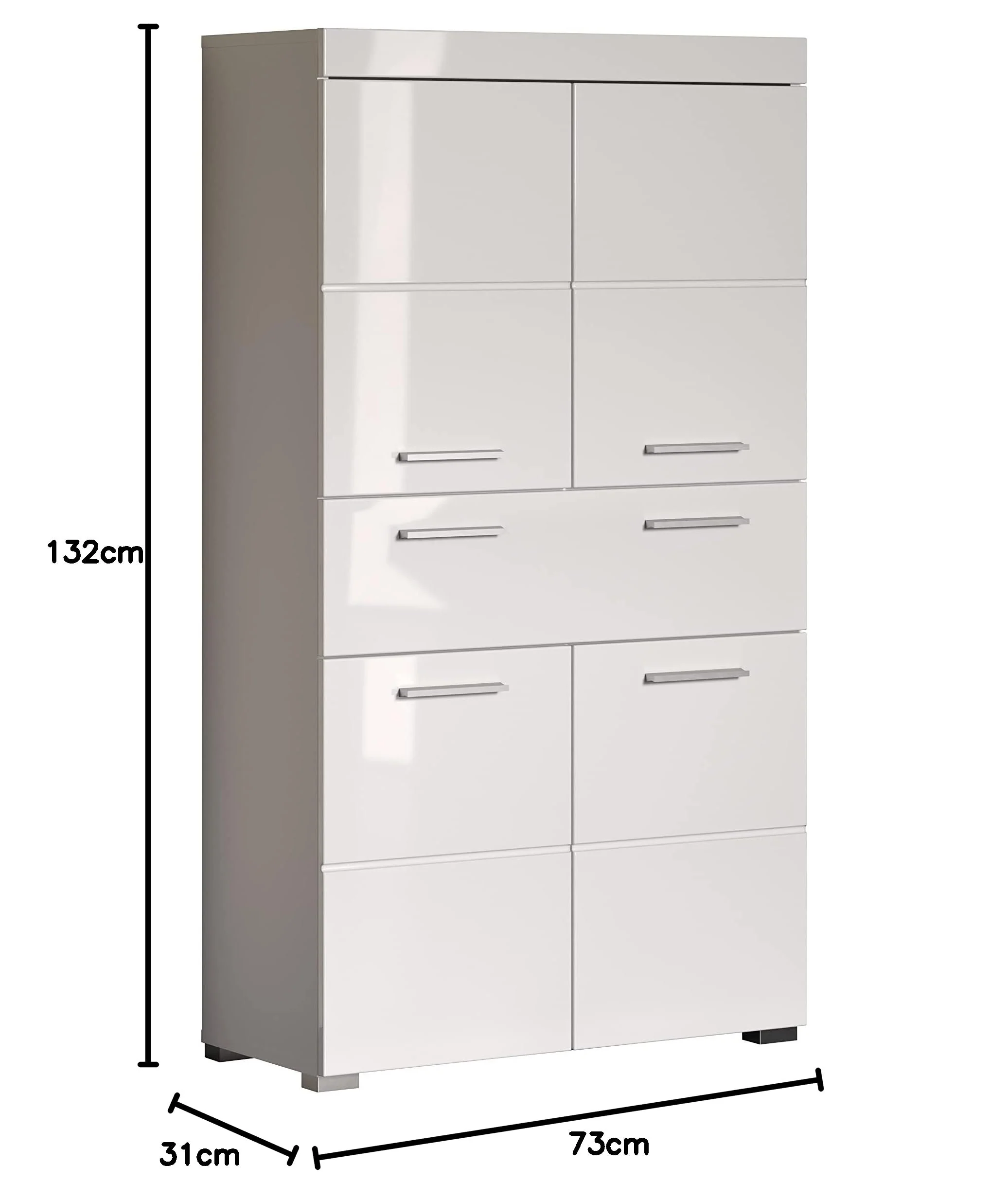 trendteam smart living - Hochschrank Schrank - Bad - Amanda - Aufbaumaß (BxHxT) 73 x 130 x 31 cm - Farbe Weiß Hochglanz - 139310701 - Image 10