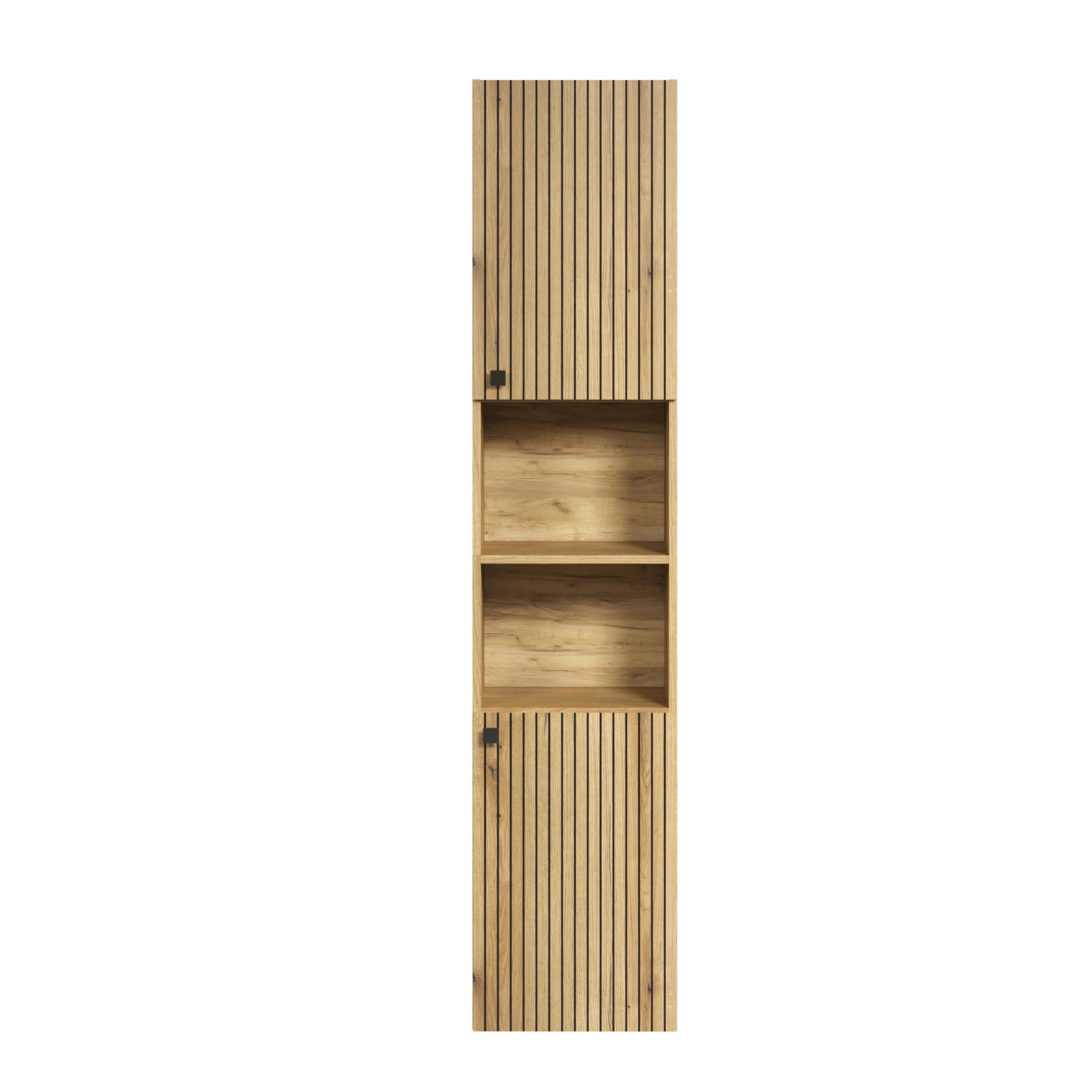 trendteam smart living - Hochschrank Schrank - Badezimmer - PureBliss - Aufbaumaß (BxHxT) 40 x 186 x 31 cm - Farbe Evoke Eiche mit schwarzen Rillen - 233710142 - Image 4