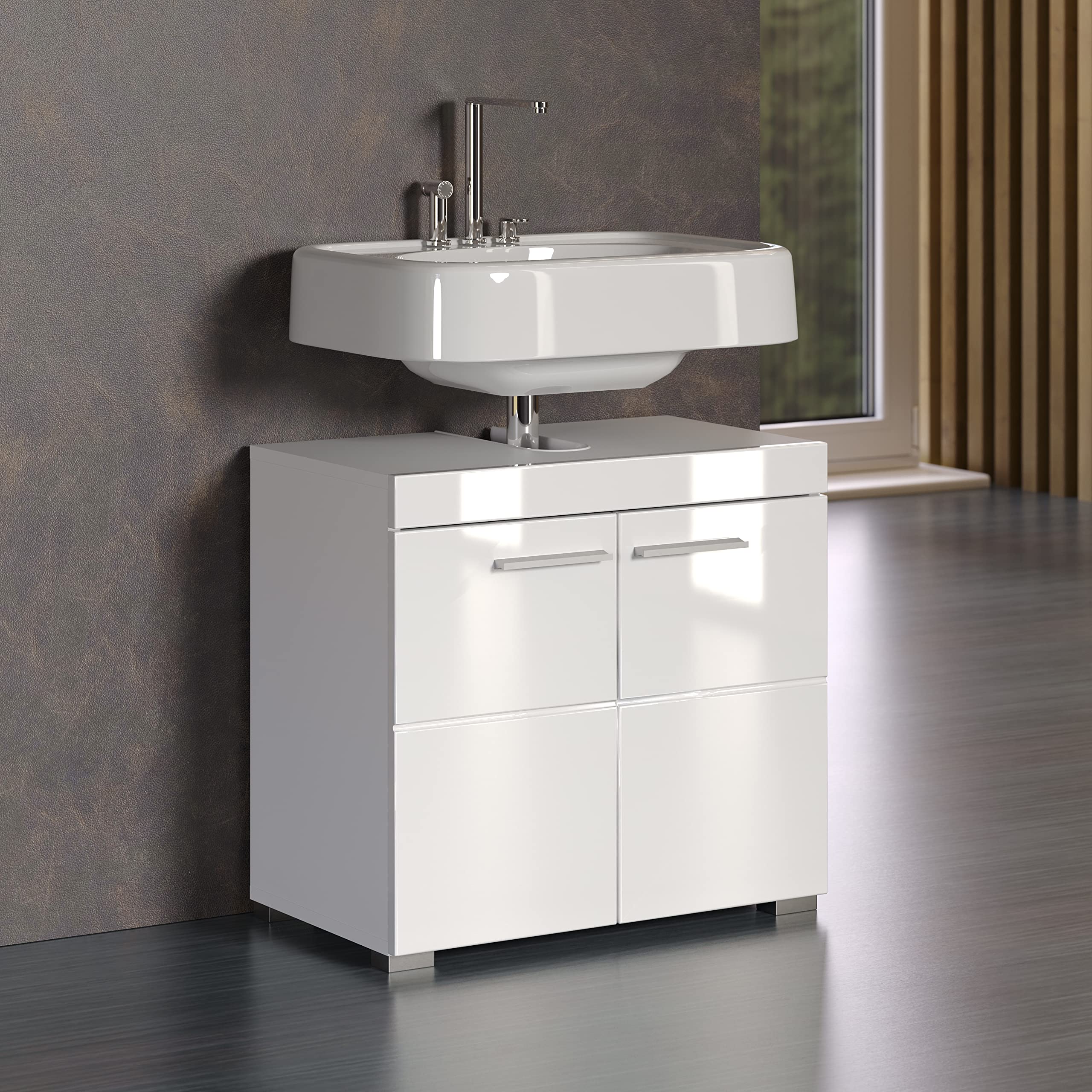trendteam smart living - Waschbeckenunterschrank Unterschrank - Bad - Amanda - Aufbaumaß (BxHxT) 60 x 56 x 34 cm - Farbe Weiß Hochglanz - 139330101 - Image 11