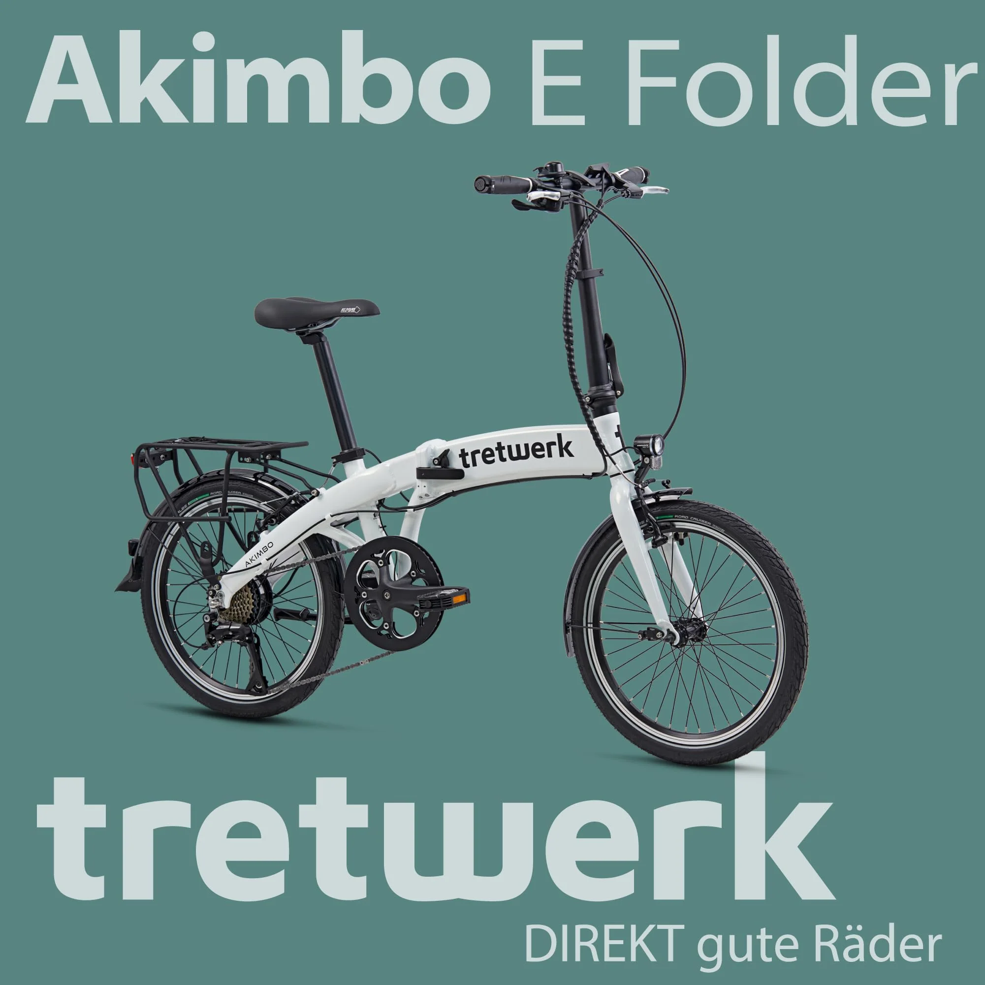 TRETWERK 20 Zoll E-Bike Klapprad - Akimbo - Faltrad Pedelec mit 8 Gang Kettenschaltung - klappbares Elektrofahrrad mit Heckmotor 50Nm - - weiß - Image 2
