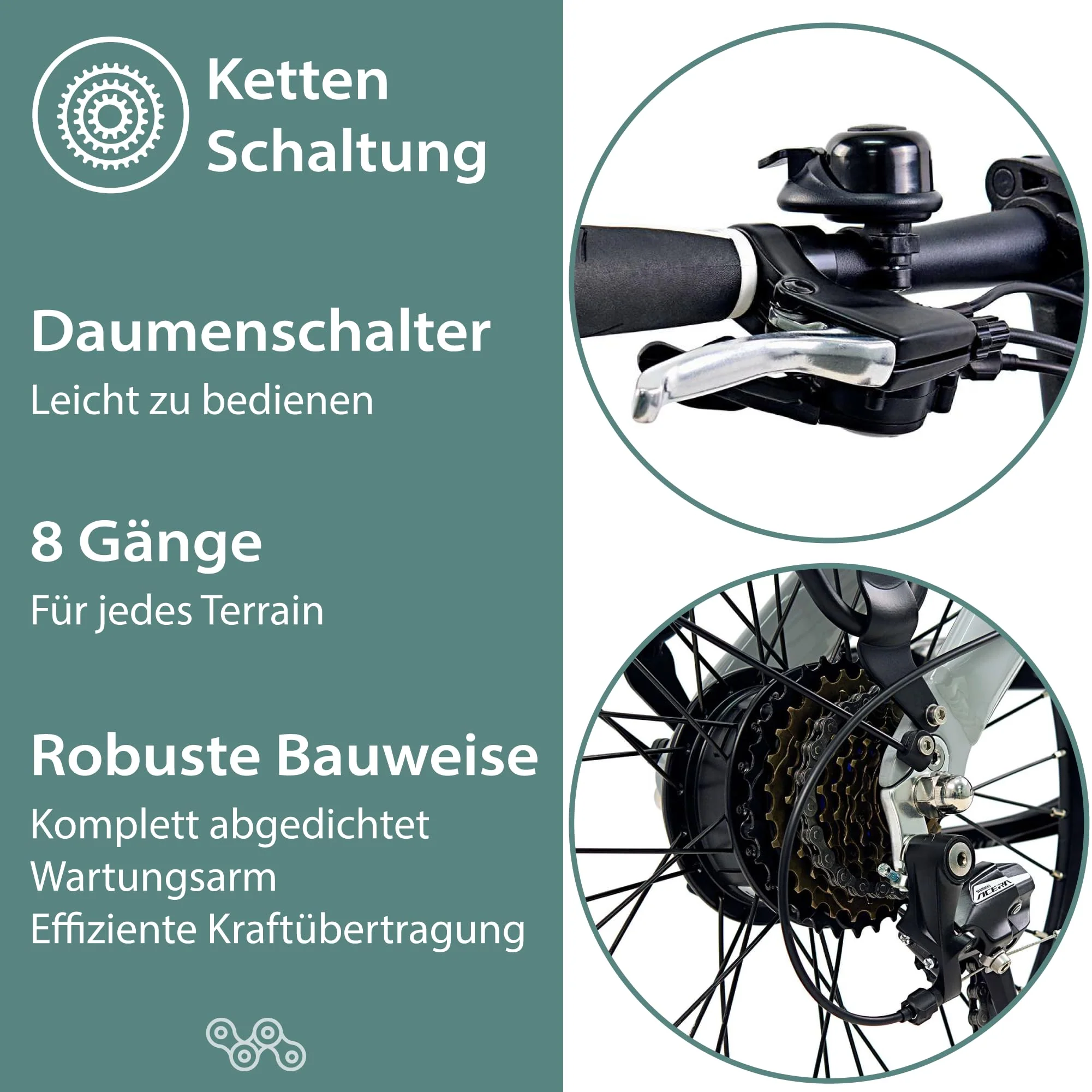 TRETWERK 20 Zoll E-Bike Klapprad - Akimbo - Faltrad Pedelec mit 8 Gang Kettenschaltung - klappbares Elektrofahrrad mit Heckmotor 50Nm - - weiß - Image 5