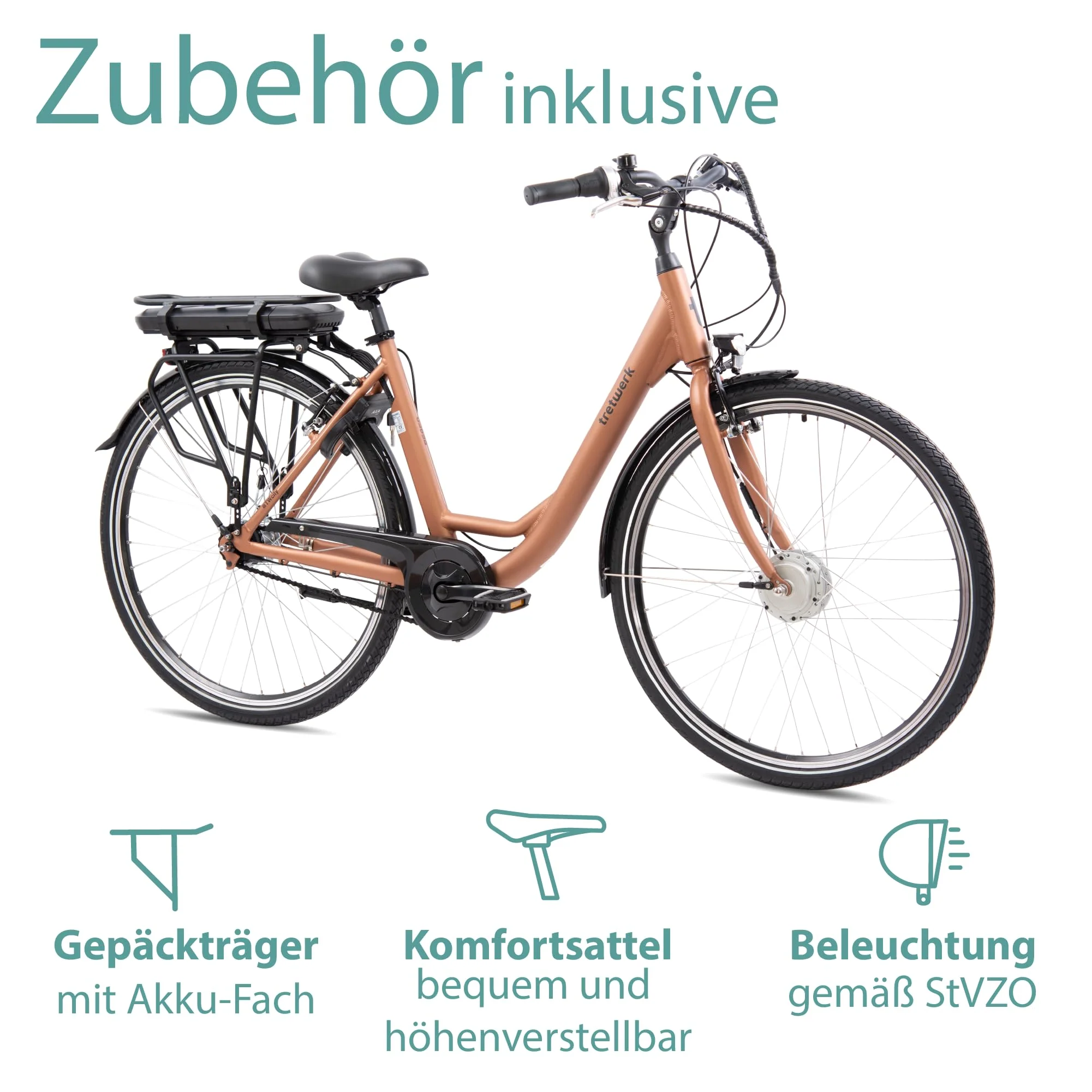 TRETWERK 28 Zoll E-Bike Cloud Mars Metal - E-Citybike Damen Fahrrad mit 7 Gang Nabenschaltung - Elektrofahrrad mit Frontmotor 250W, 36V - Image 3