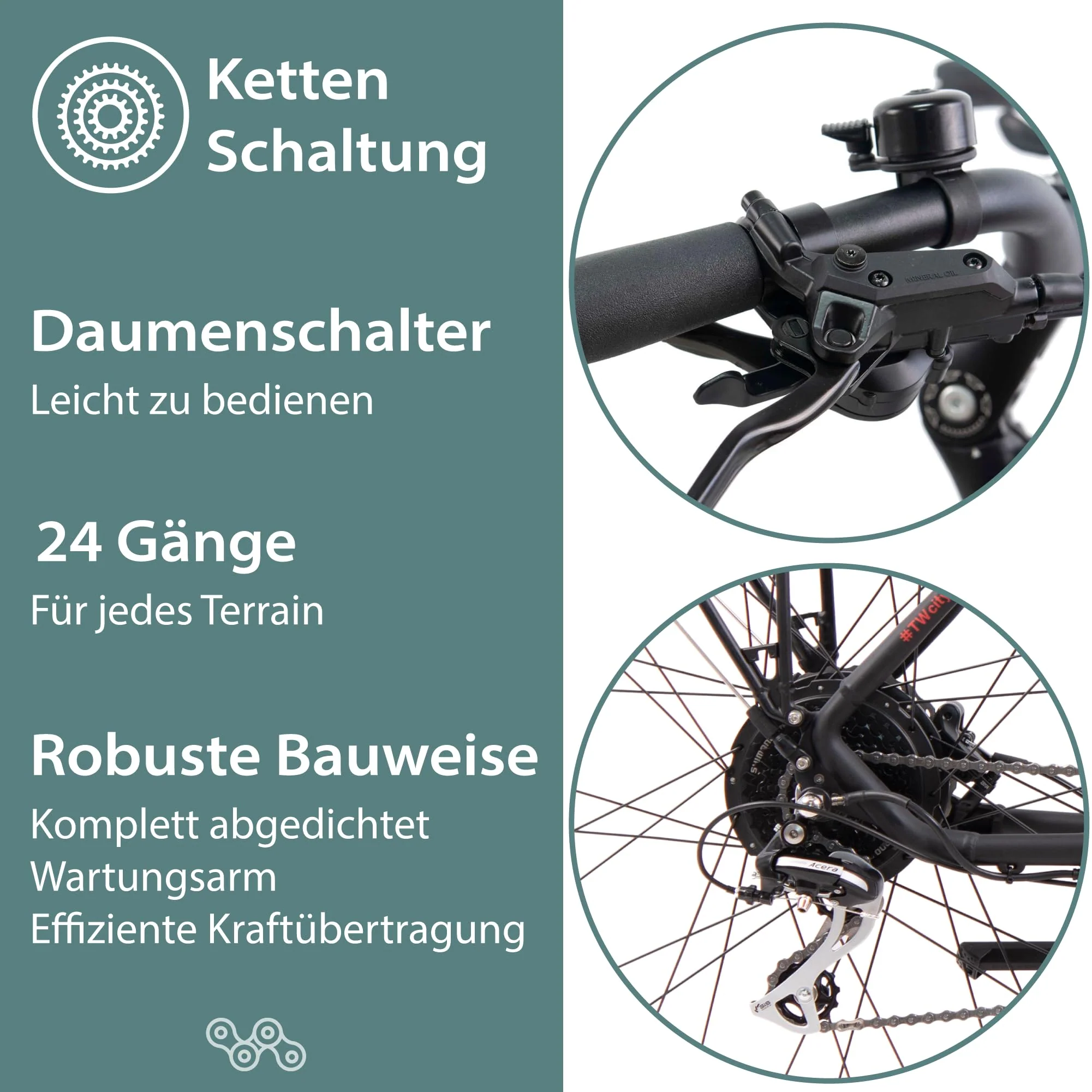 TRETWERK 28 Zoll E-Bike Seville 5.0 schwarz- Trekkingbike Damenfahrrad mit 24 Gang Kettenschaltung - Elektrofahrrad mit Heckmotor 250W, 36V - Image 4