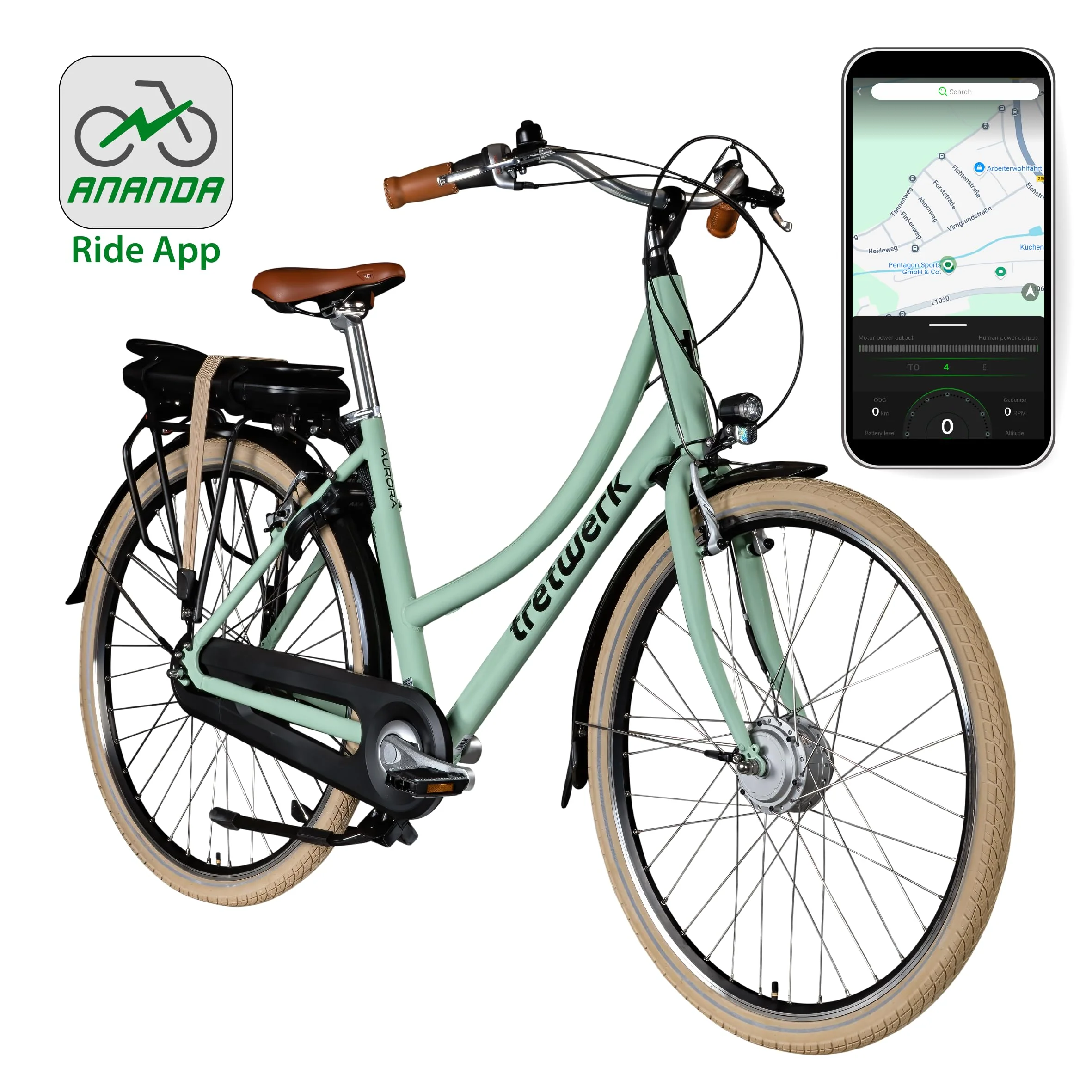Tretwerk Aurora E Bike 28 Zoll Pedelec Damen Herren 155-185 cm Elektrofahrrad 522 Wh E Fahrrad Damenfahrrad 7 Gang (hellgrün, 50 cm) - Image 2