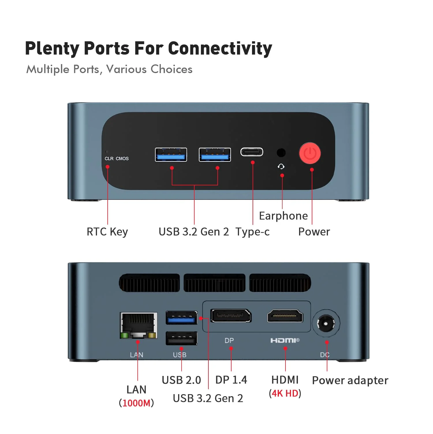 TRIGKEY Mini PC 5850U (bis zu 4,4 GHz) Gaming Mini PC AMD Ryzen 7 32 GB DDR4 1 TB NVME SSD Triple Display HDMI+DP+Typ-C (Video & Daten)/WiFi-6/BT5.2/USB3.2 * 3 - Image 4