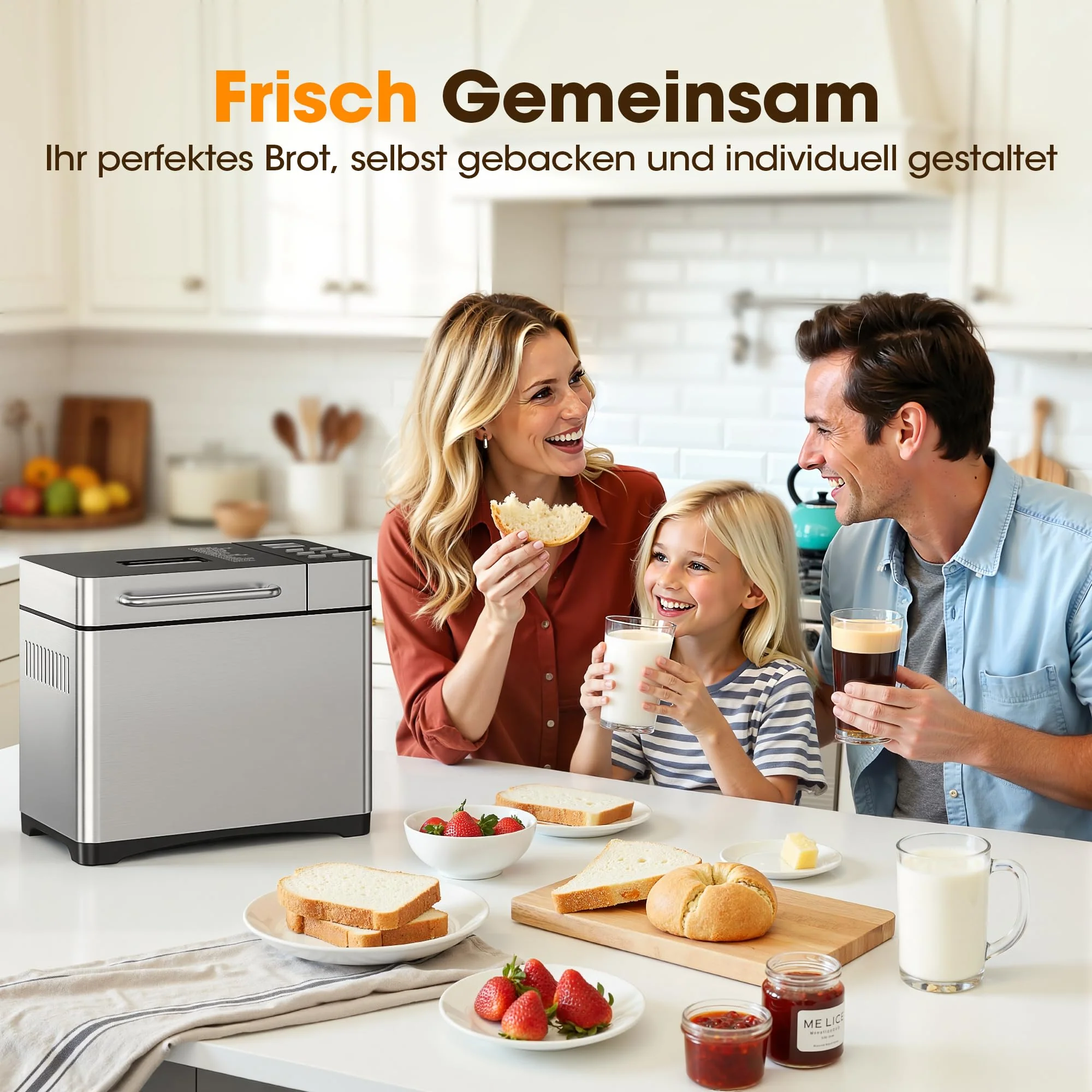 Triumphkey Brotbackautomat mit 19 Programmen & 1000g Fassungsvermögen – Vollautomatische Brotbackmaschine mit 3 Bräunungsstufen, Timer, 710W, Edelstahl-Optik inkl. Sichtfenster & Rezeptbuch - Image 2