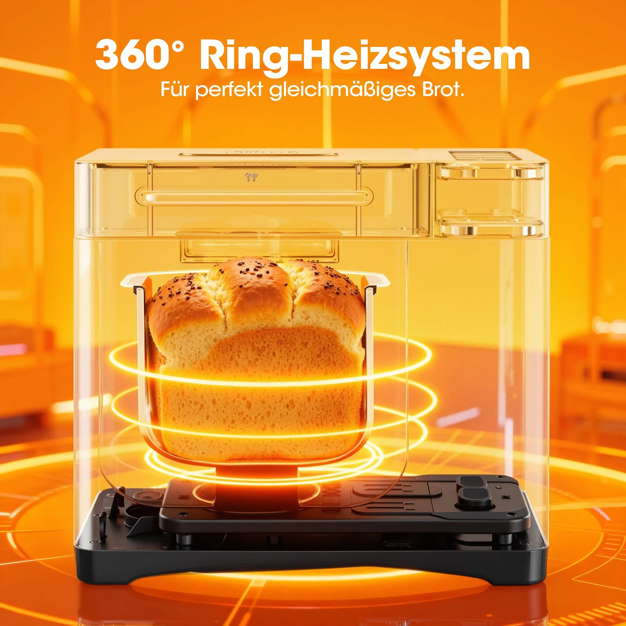 Triumphkey Brotbackautomat mit 19 Programmen & 1000g Fassungsvermögen – Vollautomatische Brotbackmaschine mit 3 Bräunungsstufen, Timer, 710W, Edelstahl-Optik inkl. Sichtfenster & Rezeptbuch - Image 4