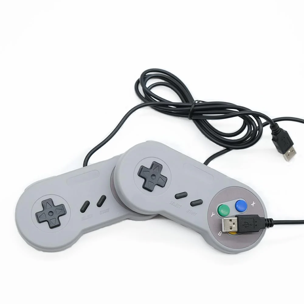 TRIXES 2x kabelgebundene USB-Controller – kompatibel mit SNES-Emulatoren – Retro Gaming Joypads Gamepad – geeignet für Gaming-PC, Computer, Laptop, Raspberry Pi - Image 3