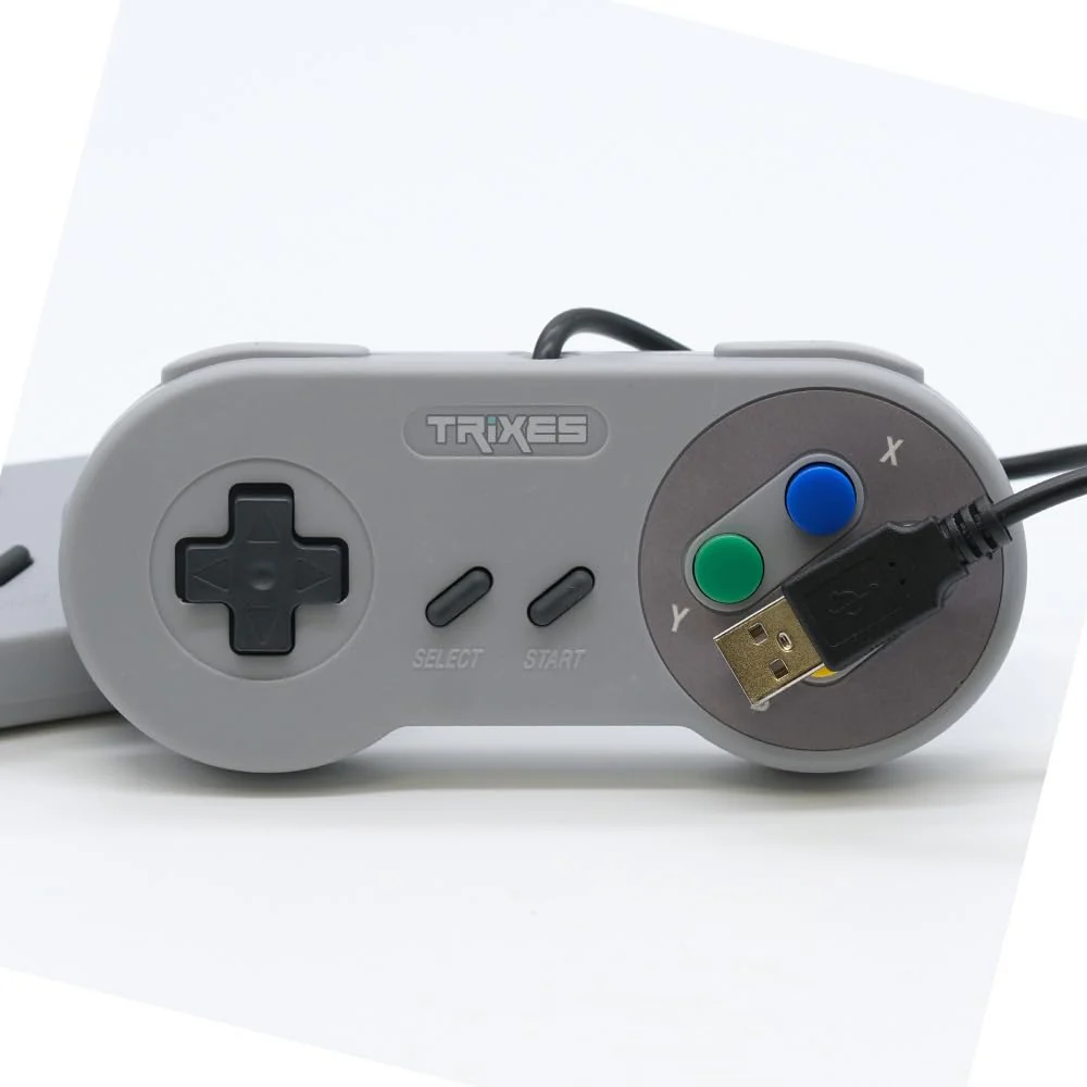 TRIXES 2x kabelgebundene USB-Controller – kompatibel mit SNES-Emulatoren – Retro Gaming Joypads Gamepad – geeignet für Gaming-PC, Computer, Laptop, Raspberry Pi - Image 6