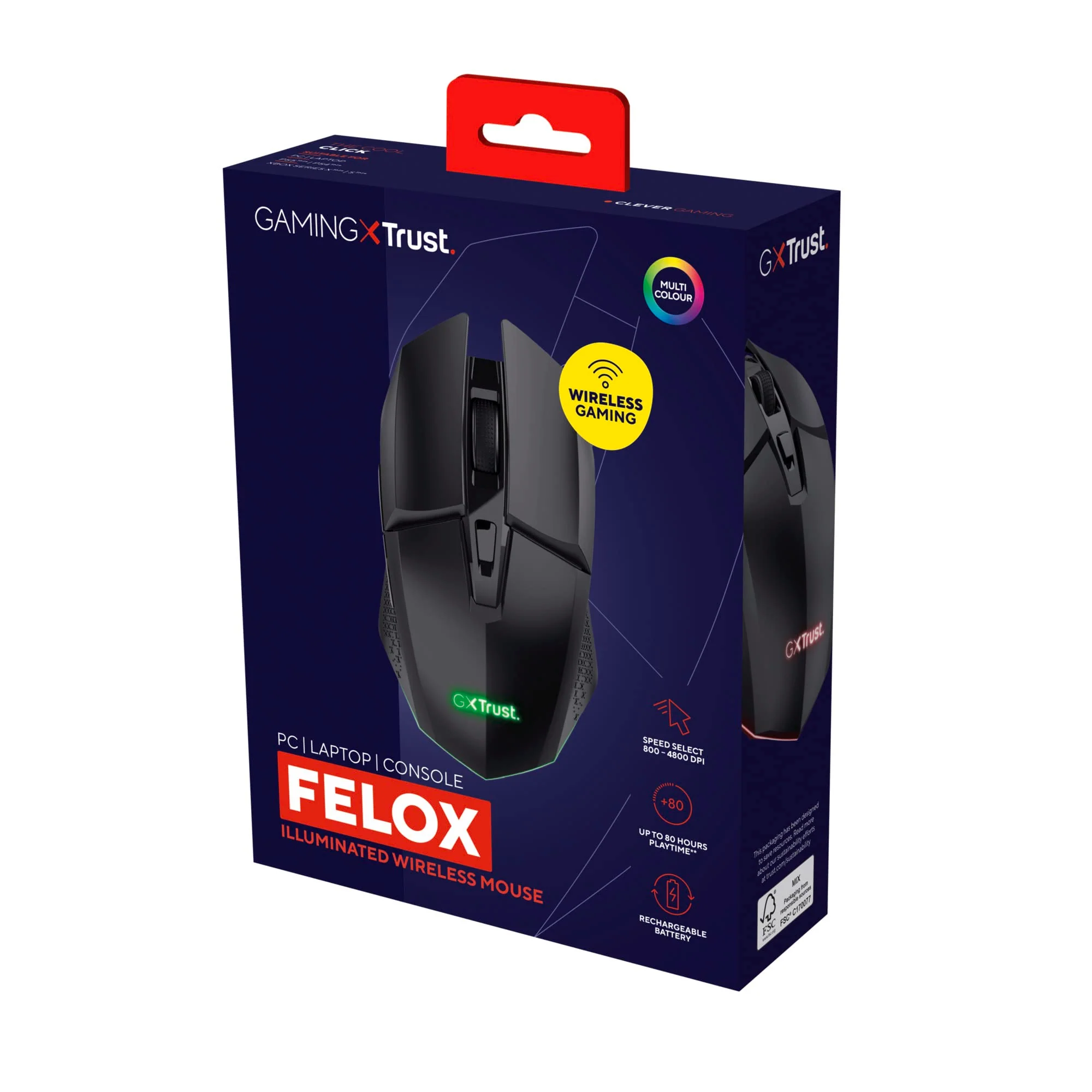 Trust Gaming GXT 110 Felox Wiederaufladbare Kabellose Gaming-Maus, 80 Stunden Akkulaufzeit, 800-4800 DPI, LED-Beleuchtung, 6 Tasten, Wireless Mouse für PC, Laptop, Computer, Windows – Schwarz - Image 12