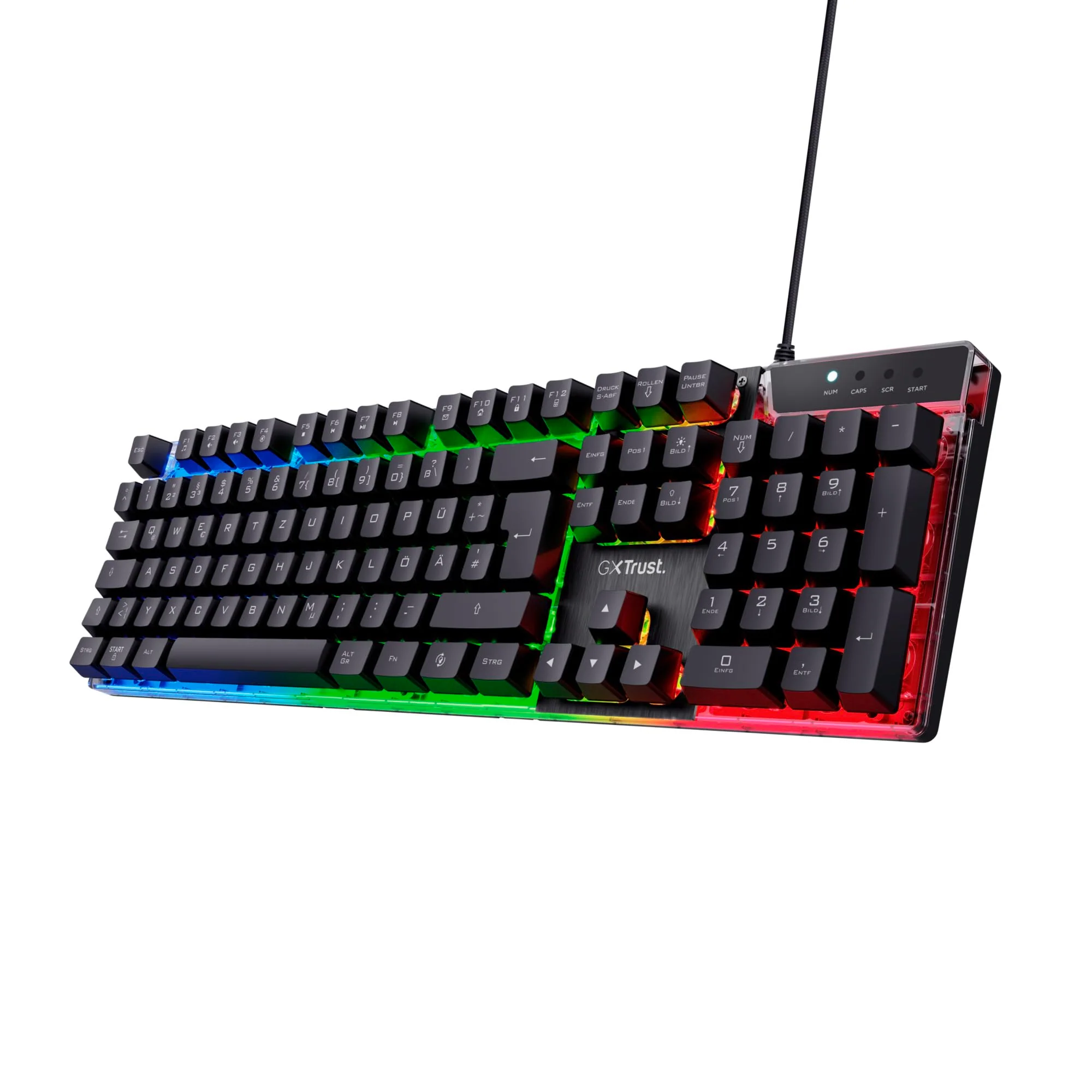 Trust Gaming GXT 835 Azor Gaming Tastatur mit Beleuchtung Deutsches QWERTZ Layout, Tastaturlayout in Originalgröße, 3 LED-Farbmodi, Anti-Ghosting, 12 Multimedia-Funktionstasten, PC/Laptop - Image 2