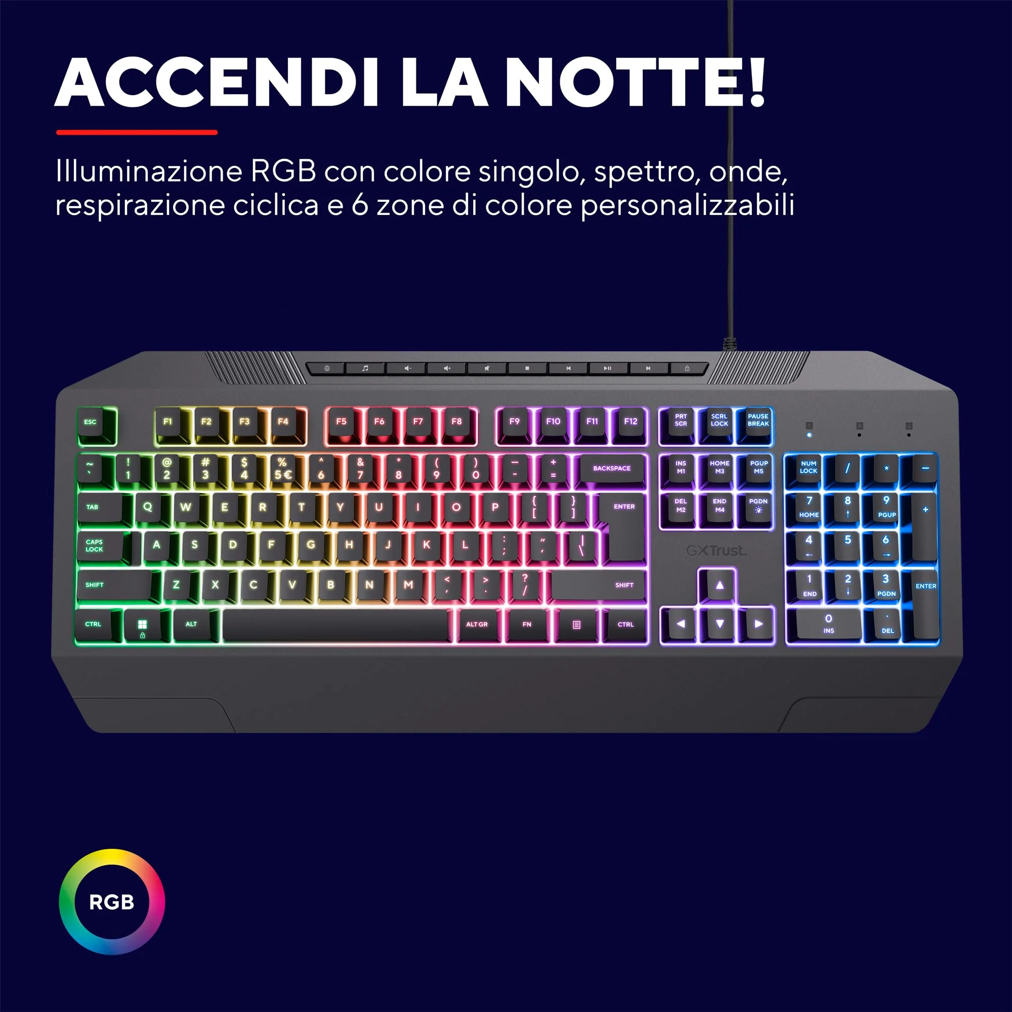 Trust Gaming GXT 836 Evocx Tastiera Gaming Layout Italiano QWERTY - Image 11