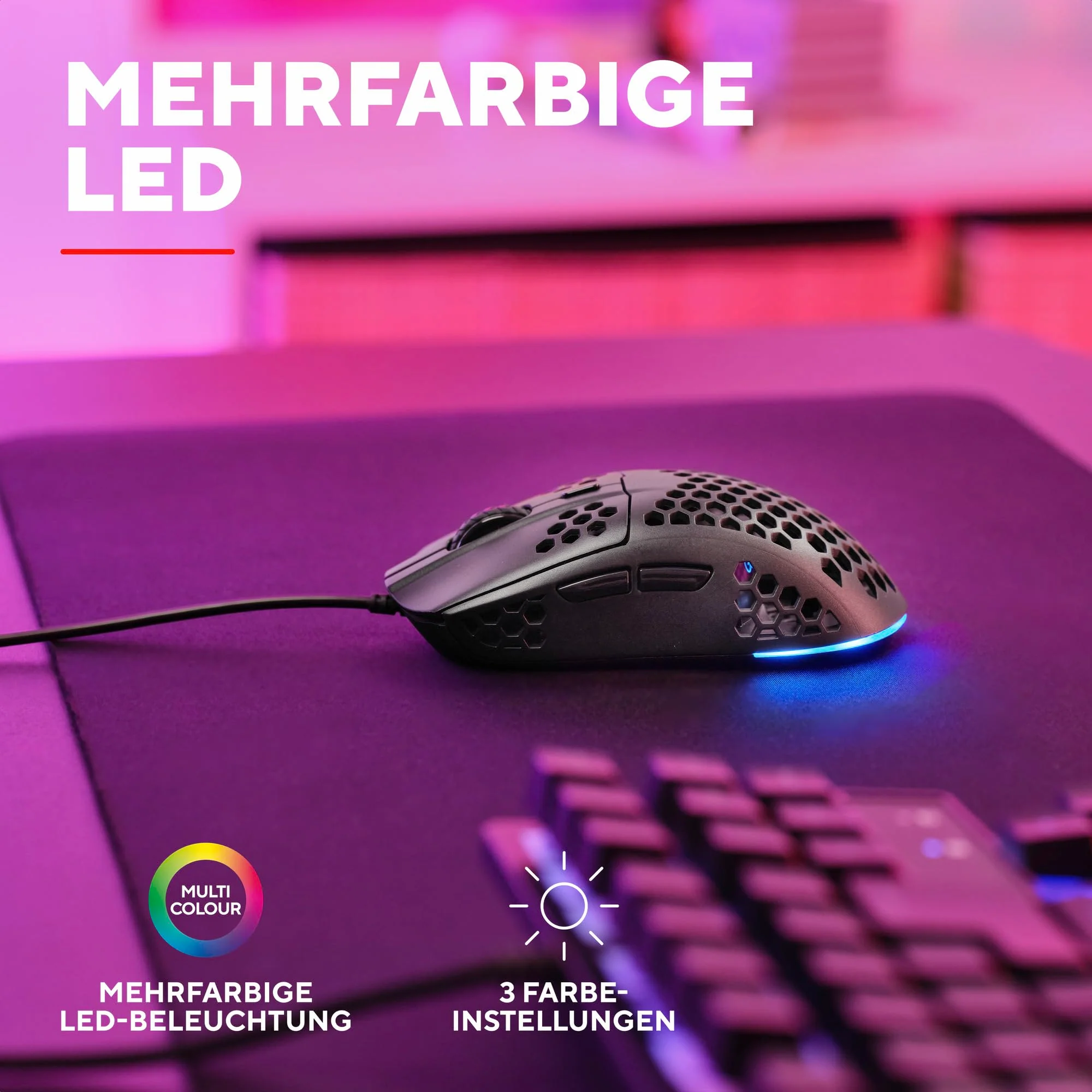 Trust Gaming GXT 928 Helox Gaming Maus, Ultraleichte Kabelgebundene USB Maus 65g, Einstellbare DPI (200-6400), Optischer Sensor, 6 Programmierbare Tasten, RGB-Beleuchtung für Gaming PC MMO - Schwarz - Image 3